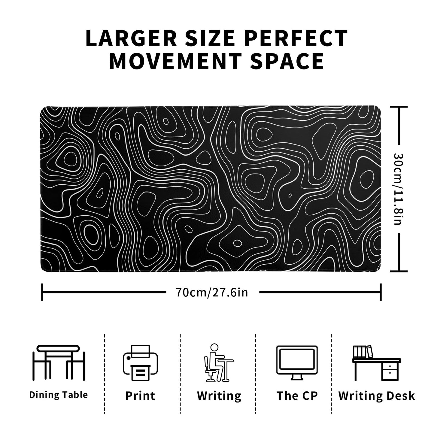 Mountain Gaming Mouse Pad 27.6x11.8 Inch Forest Large Mousepad Extended Grey Mousepad Gaming Non-Slip Rubber Base Stitched Edges Keyboard Mouse Mat Desk Pad for Office Home and Game
