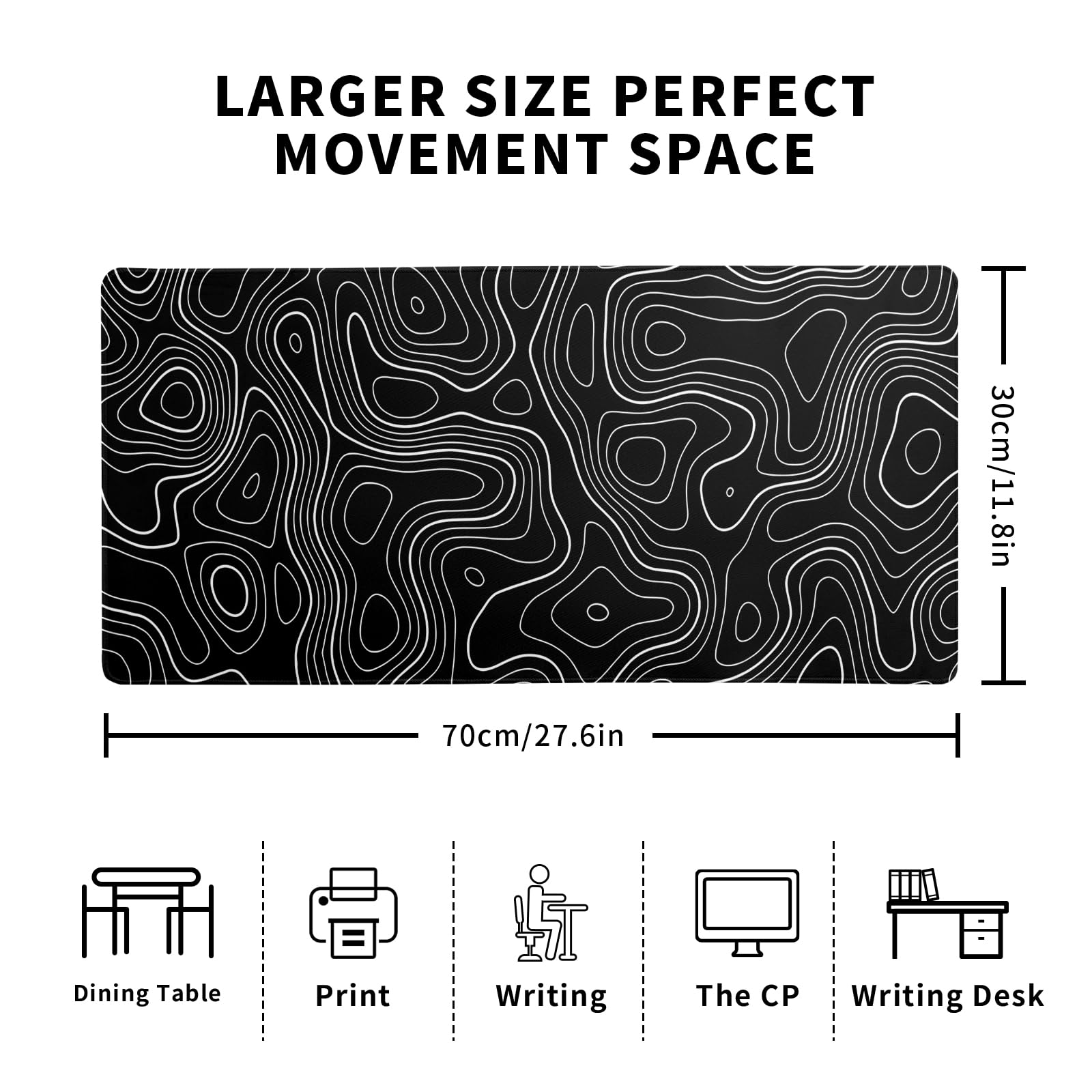 Mountain Gaming Mouse Pad 27.6x11.8 Inch Forest Large Mousepad Extended Grey Mousepad Gaming Non-Slip Rubber Base Stitched Edges Keyboard Mouse Mat Desk Pad for Office Home and Game