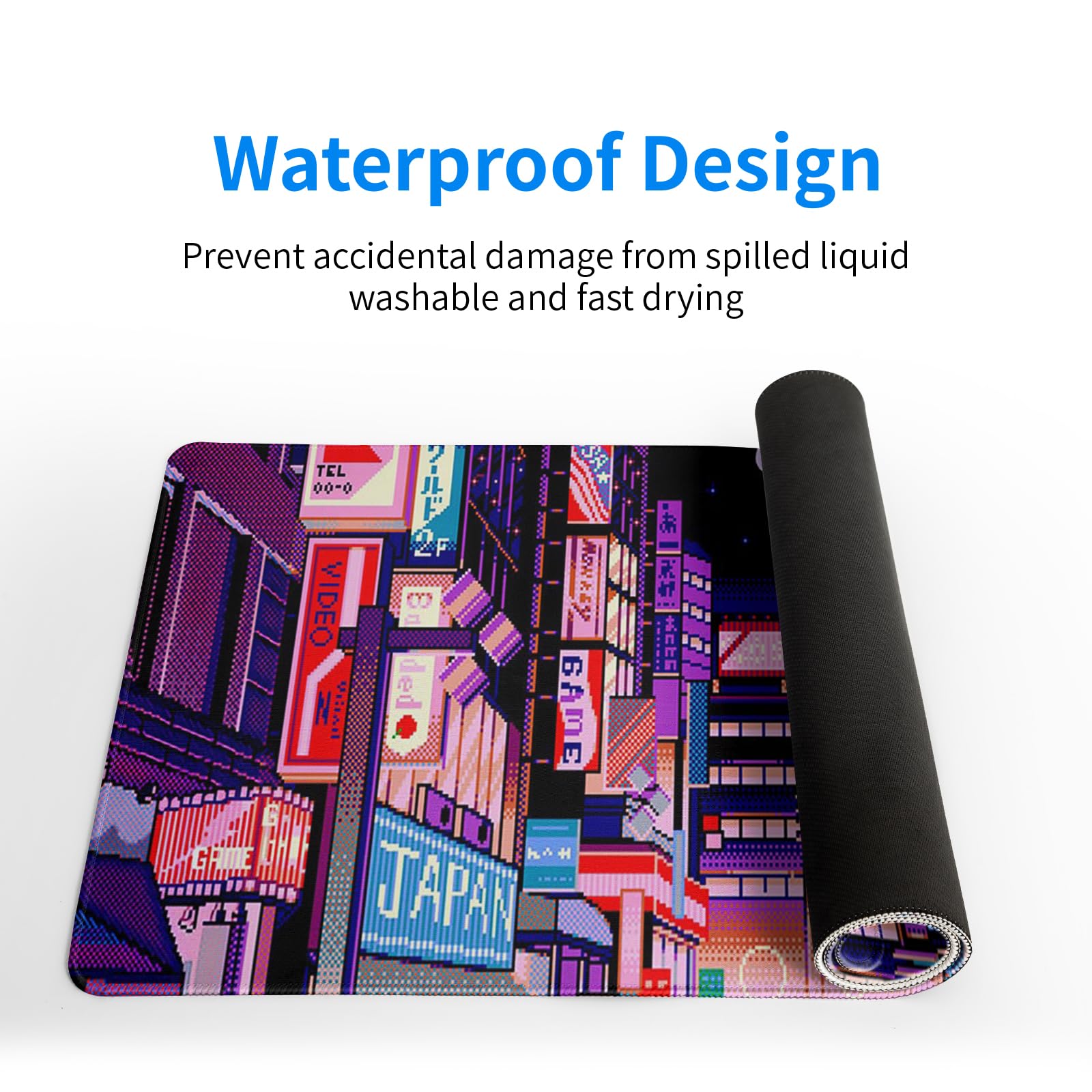 Gaming Mouse Pad – Large Non Slip Mouse Mat with Sea Wave Design, 31.5x11.8 Inch Mousepad