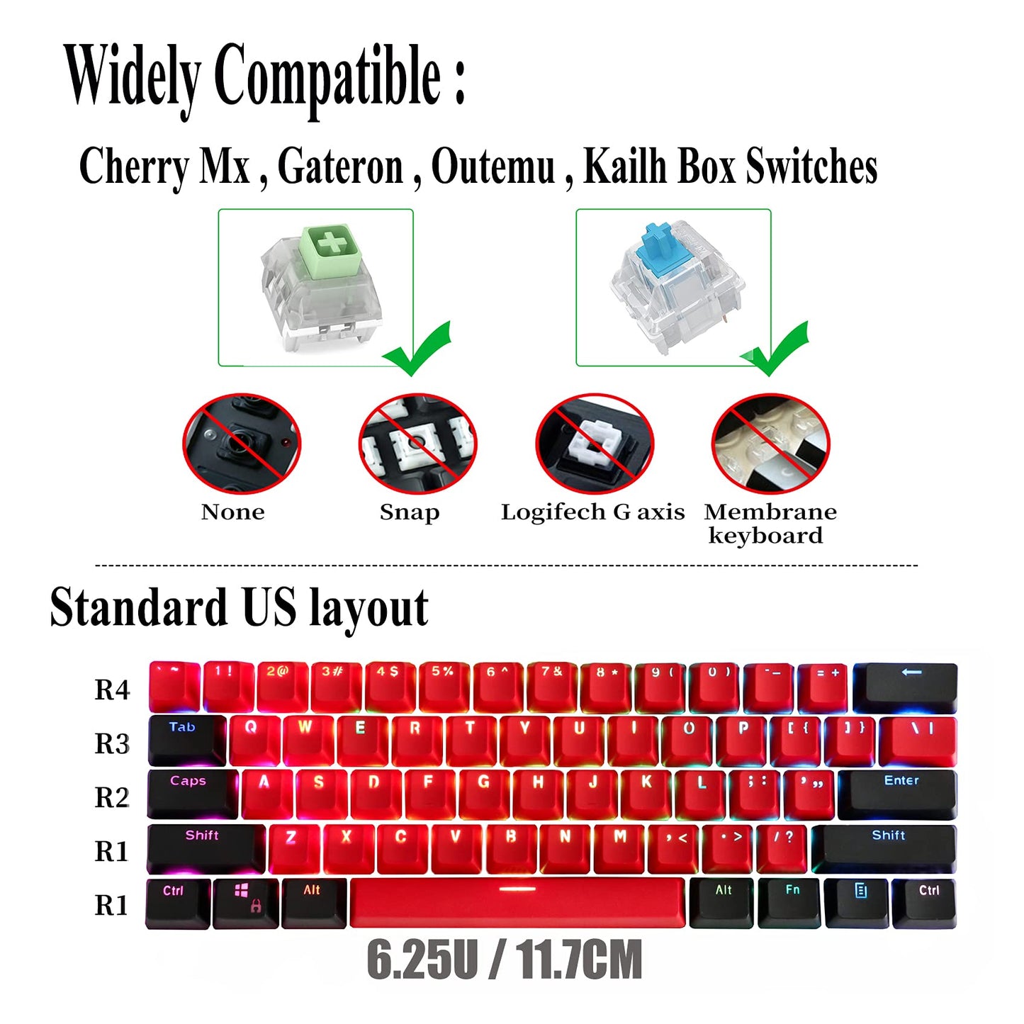 GTSP 61 Keycaps 60 Percent, Ducky One 2 Mini Keycaps for Mechanical Keyboard OEM Profile RGB PBT Keycap Set with Key Puller for Cherry MX Switches SK 61/Joker (Only keycaps) Blue