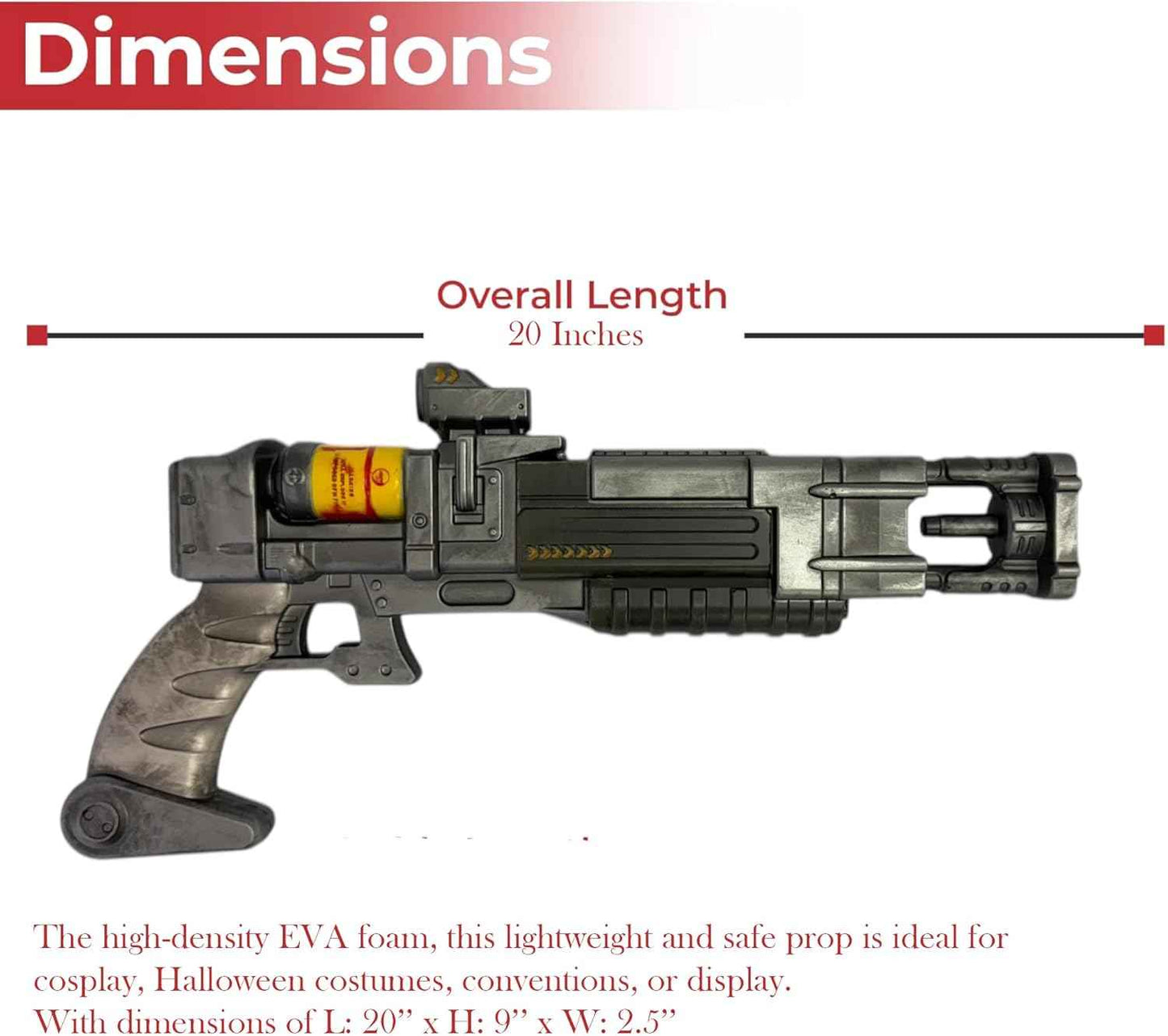 20 Inch VX-Photon Foam Pistol Replica Retro Sci-Fi EVA Prop Gun for Cosplay, Halloween & Display Collectible Sidearm