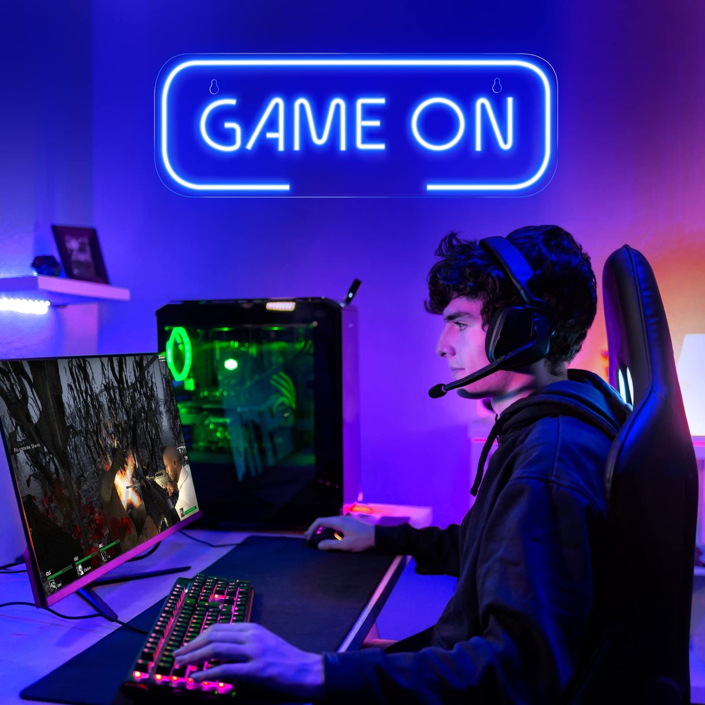Kavaas Gamer Neon Sign, UV Printed Gaming Neon Sign for Gamer Room Decor - LED Video Game Neon Lights for Bedroom Boys, Gaming Wall decor - Best Gamer Gifts for Teenage Boys, Christmas