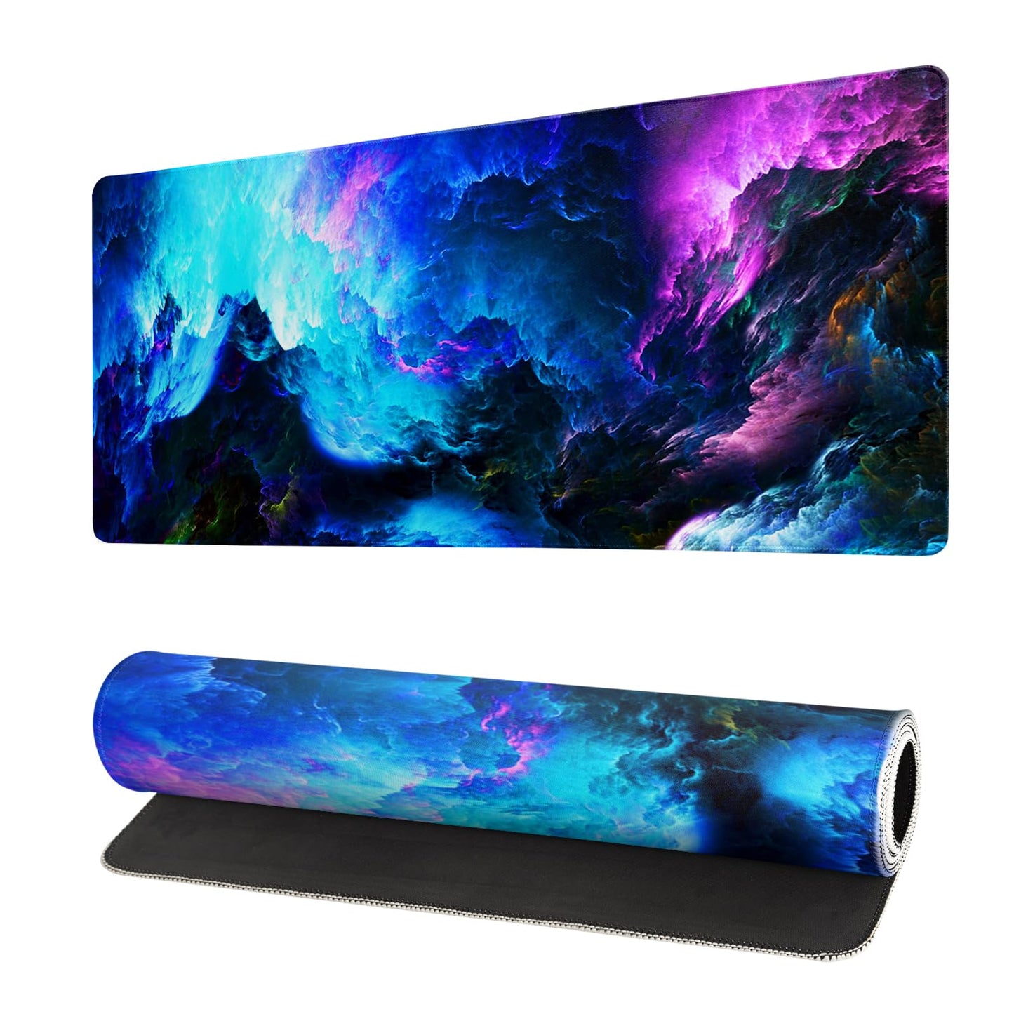 Mountain Gaming Mouse Pad 27.6x11.8 Inch Forest Large Mousepad Extended Grey Mousepad Gaming Non-Slip Rubber Base Stitched Edges Keyboard Mouse Mat Desk Pad for Office Home and Game Galaxy