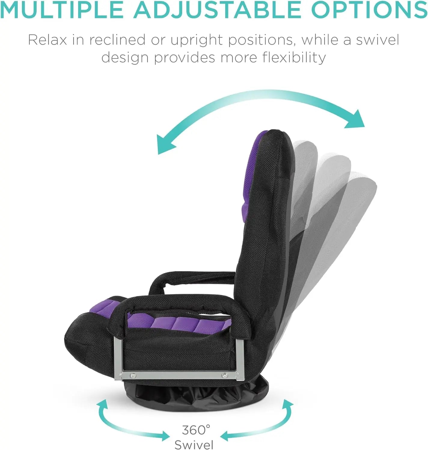 Best Choice Products Swivel Gaming Chair 360 Degree Multipurpose Floor Chair Rocker for TV, Reading, Playing Video Games w/Lumbar Support, Armrest Handles, Adjustable Backrest - Black/Red