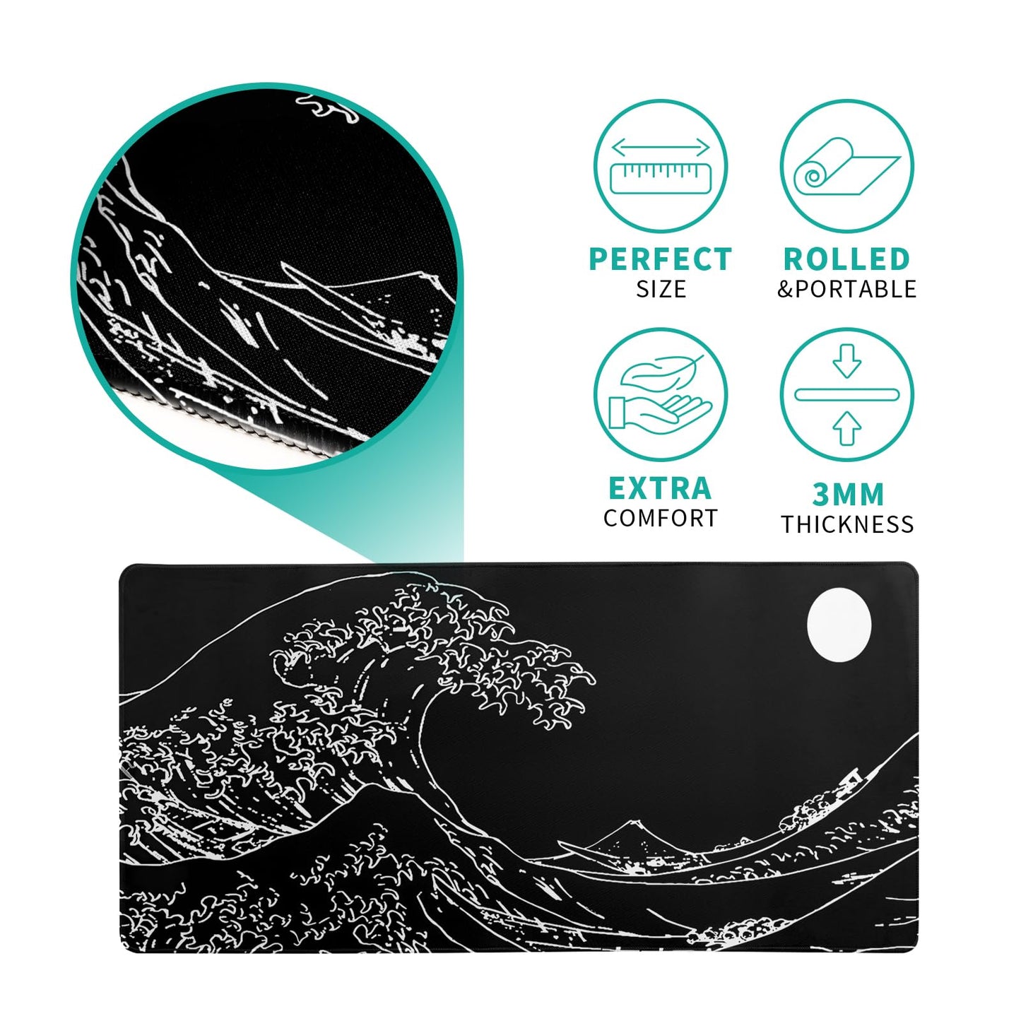 Mountain Gaming Mouse Pad 27.6x11.8 Inch Forest Large Mousepad Extended Grey Mousepad Gaming Non-Slip Rubber Base Stitched Edges Keyboard Mouse Mat Desk Pad for Office Home and Game