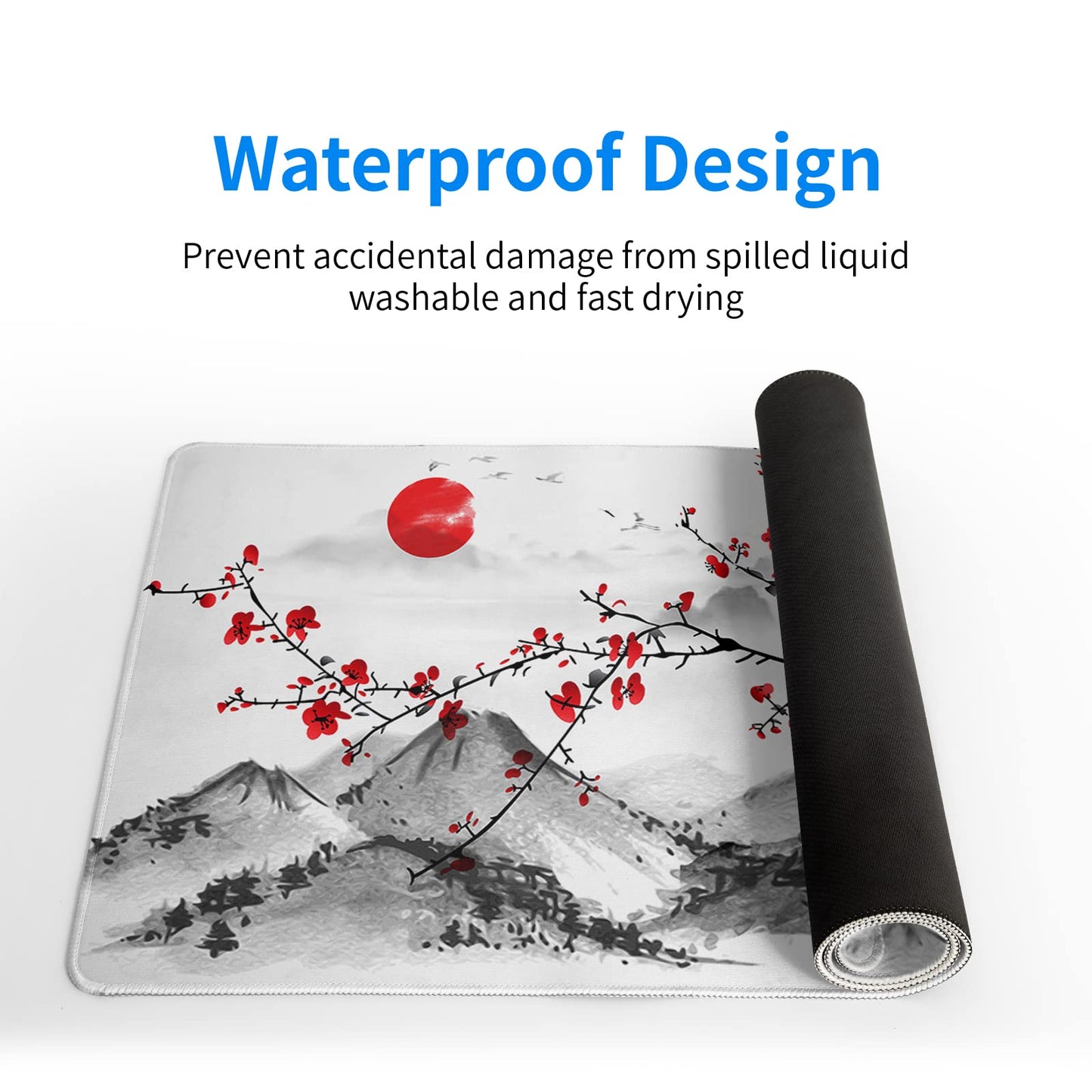 Mountain Gaming Mouse Pad 27.6x11.8 Inch Forest Large Mousepad Extended Grey Mousepad Gaming Non-Slip Rubber Base Stitched Edges Keyboard Mouse Mat Desk Pad for Office Home and Game