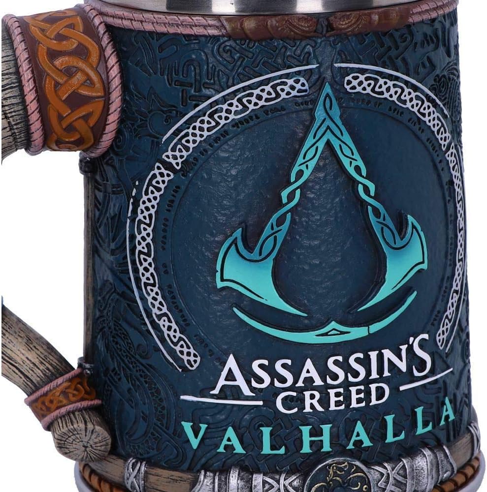 Assassin's Creed Tankard – Officially Licensed Valhalla Viking Resin Mug with Stainless Steel