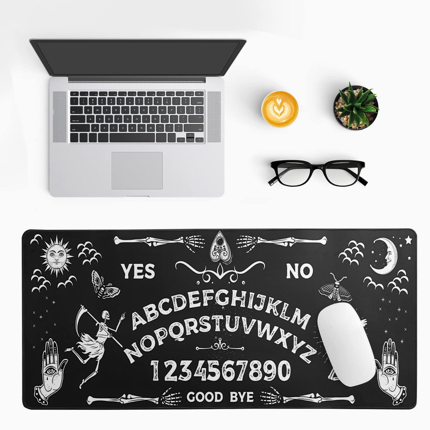 Japanese Gaming Mouse Pad Abstract Black Mouse Pad 31.5x11.8 Inch Black Sea Wave Texture Non-Slip Rubber Base Large Ocean Mousepad Stitched Edges Keyboard Mouse Mat Desk Pad for Office and Home