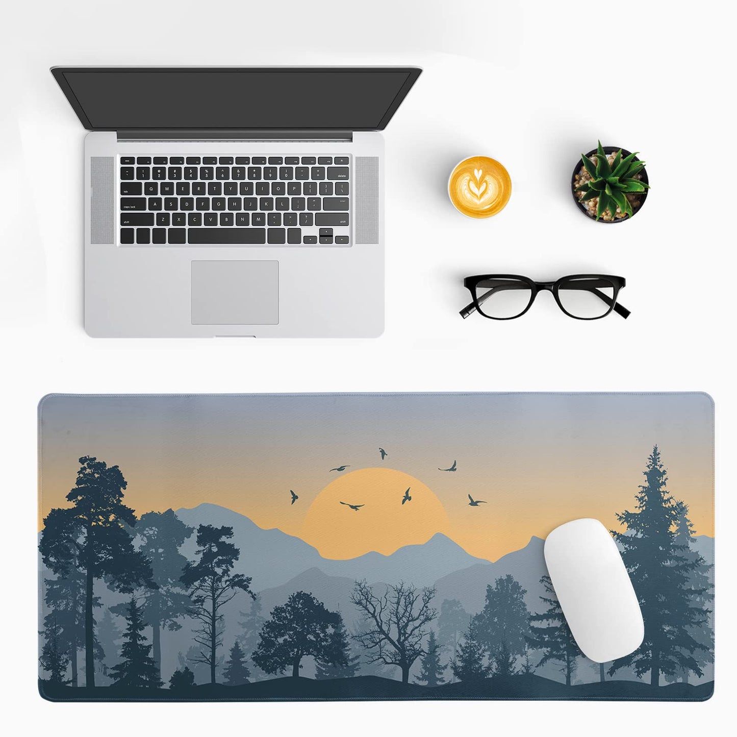 Japanese Gaming Mouse Pad Abstract Black Mouse Pad 31.5x11.8 Inch Black Sea Wave Texture Non-Slip Rubber Base Large Ocean Mousepad Stitched Edges Keyboard Mouse Mat Desk Pad for Office and Home