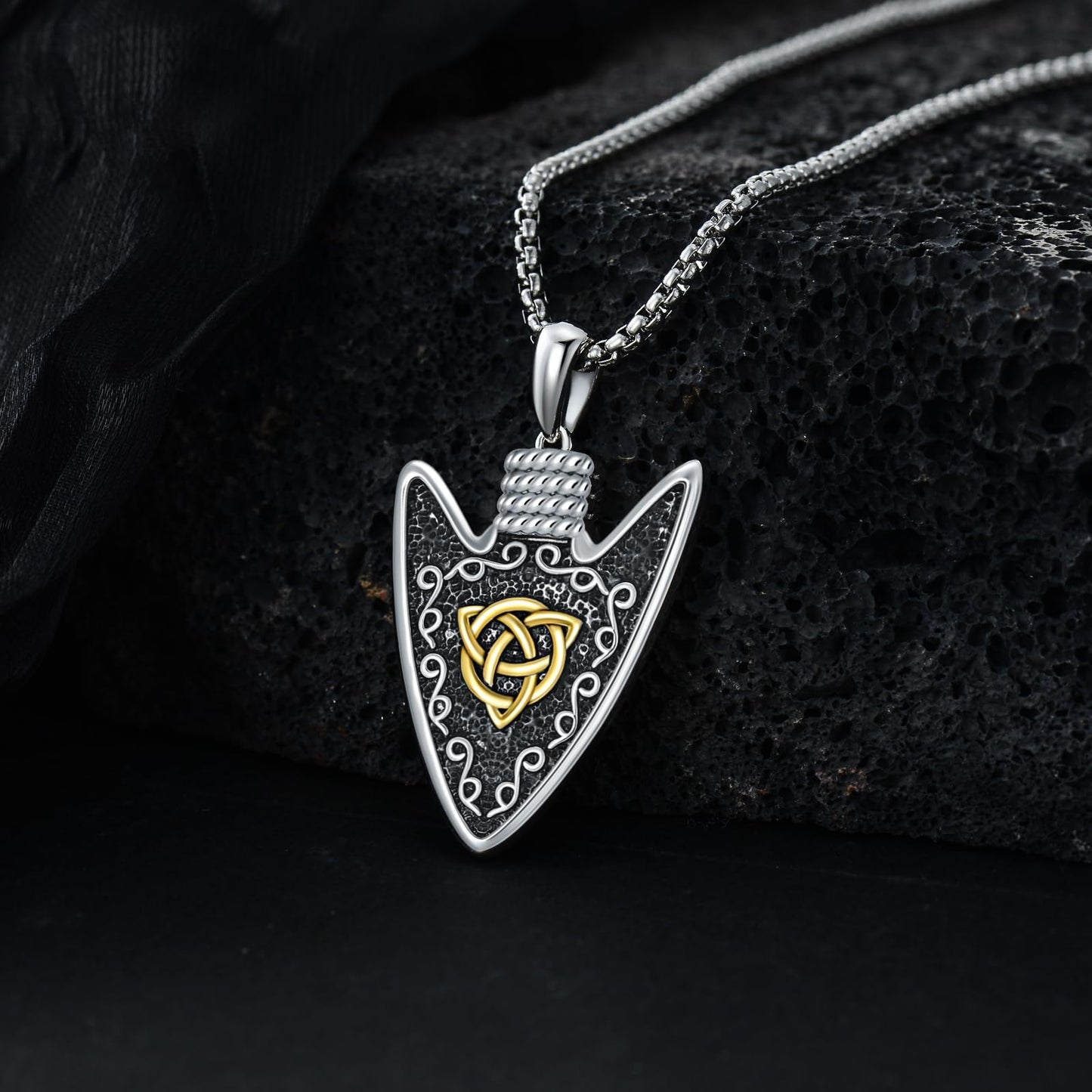 Viking Necklace for Men Sterling Silver Arrowhead/Therian/Raven/Thors Hammer Pendant Necklaces Jewelry Gifts for Men Women