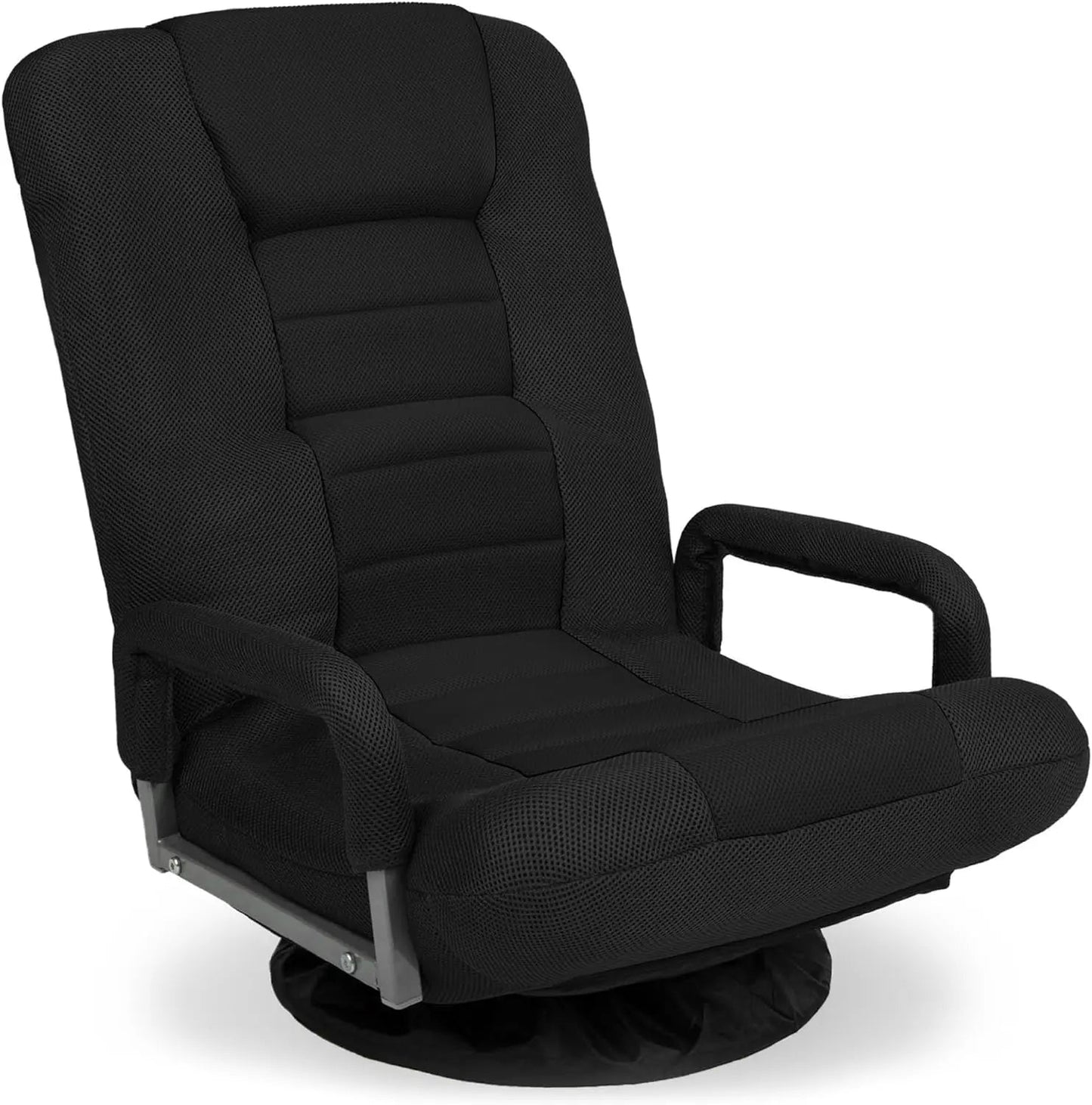 Best Choice Products Swivel Gaming Chair 360 Degree Multipurpose Floor Chair Rocker for TV, Reading, Playing Video Games w/Lumbar Support, Armrest Handles, Adjustable Backrest - Black/Red Black Black