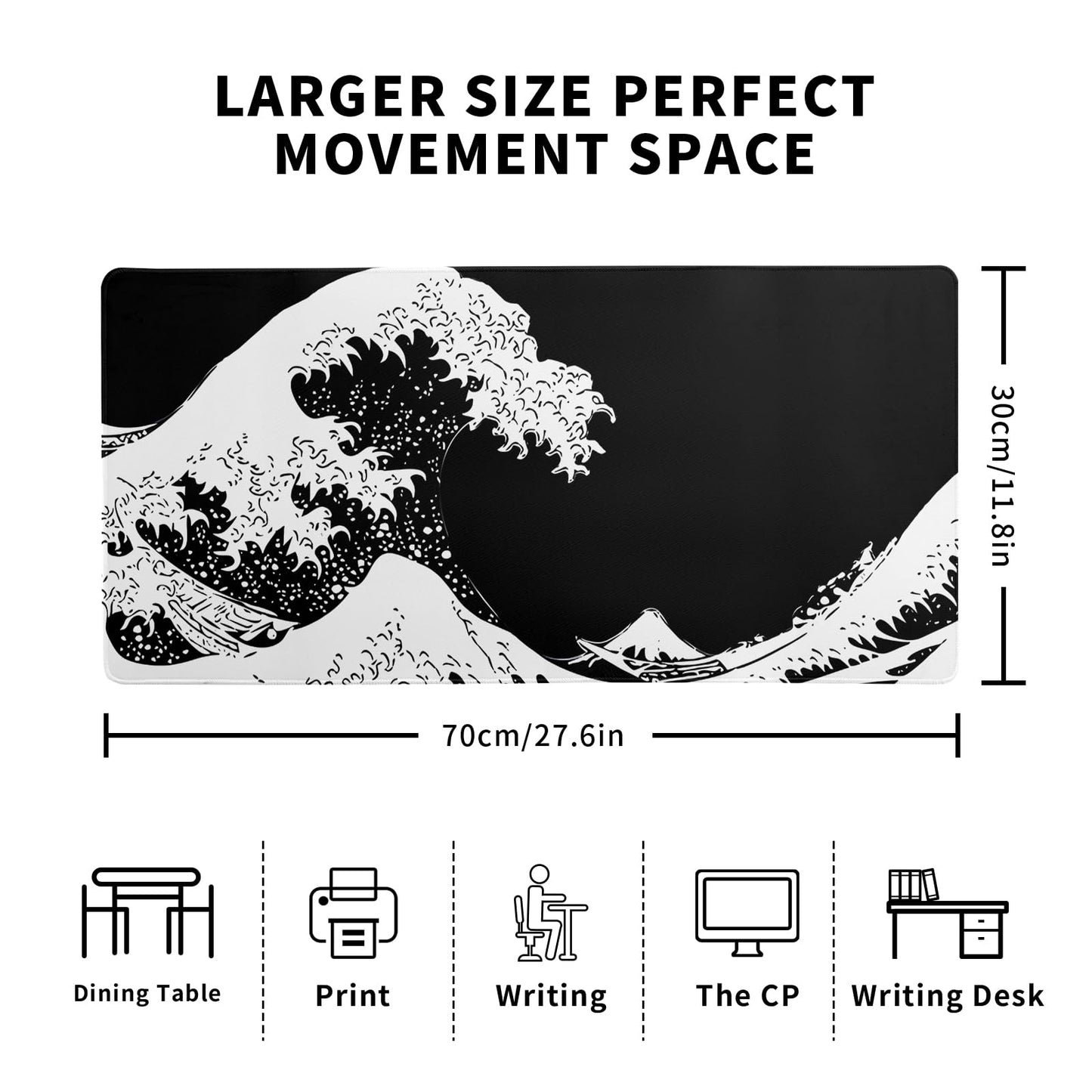 Mountain Gaming Mouse Pad 27.6x11.8 Inch Forest Large Mousepad Extended Grey Mousepad Gaming Non-Slip Rubber Base Stitched Edges Keyboard Mouse Mat Desk Pad for Office Home and Game