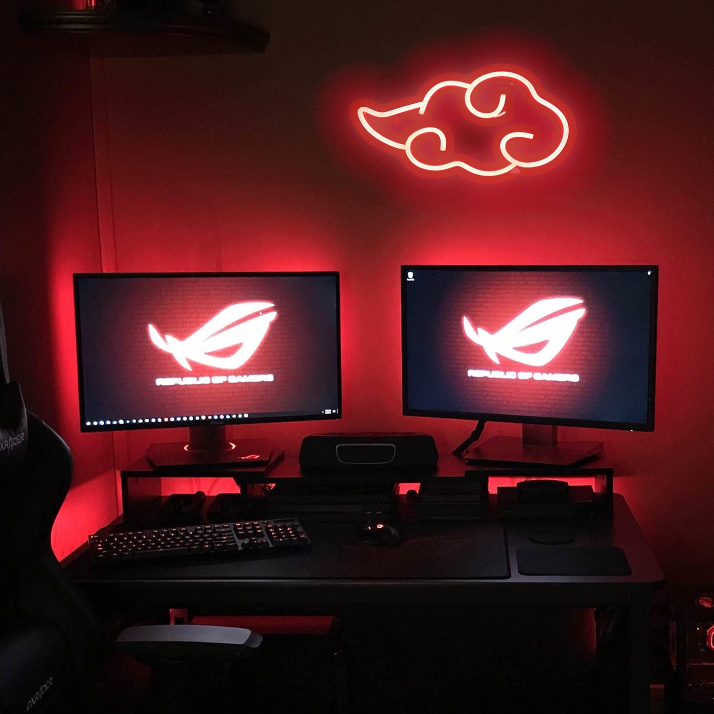Dleouly Anime Neon Sign, LED Red Cloud Neon Signs for Wall Decor, Dimmable Gaming Neon Sign Wall Signs USB Night Neon Light for Bedroom Game Room Man Cave Party, Gifts for Your Son, Boyfriend(12x7in)