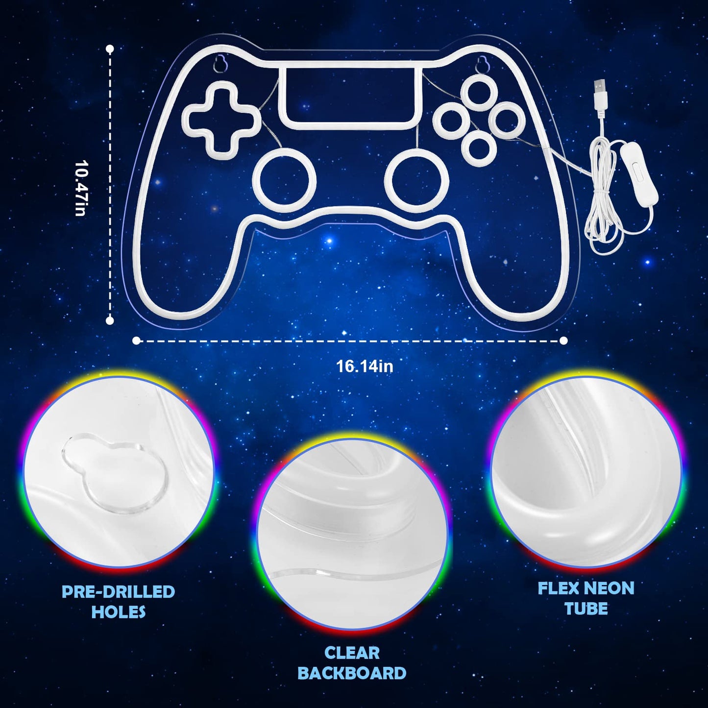 Kavaas Gamer Neon Sign, UV Printed Gaming Neon Sign for Gamer Room Decor - LED Video Game Neon Lights for Bedroom Boys, Gaming Wall decor - Best Gamer Gifts for Teenage Boys, Christmas