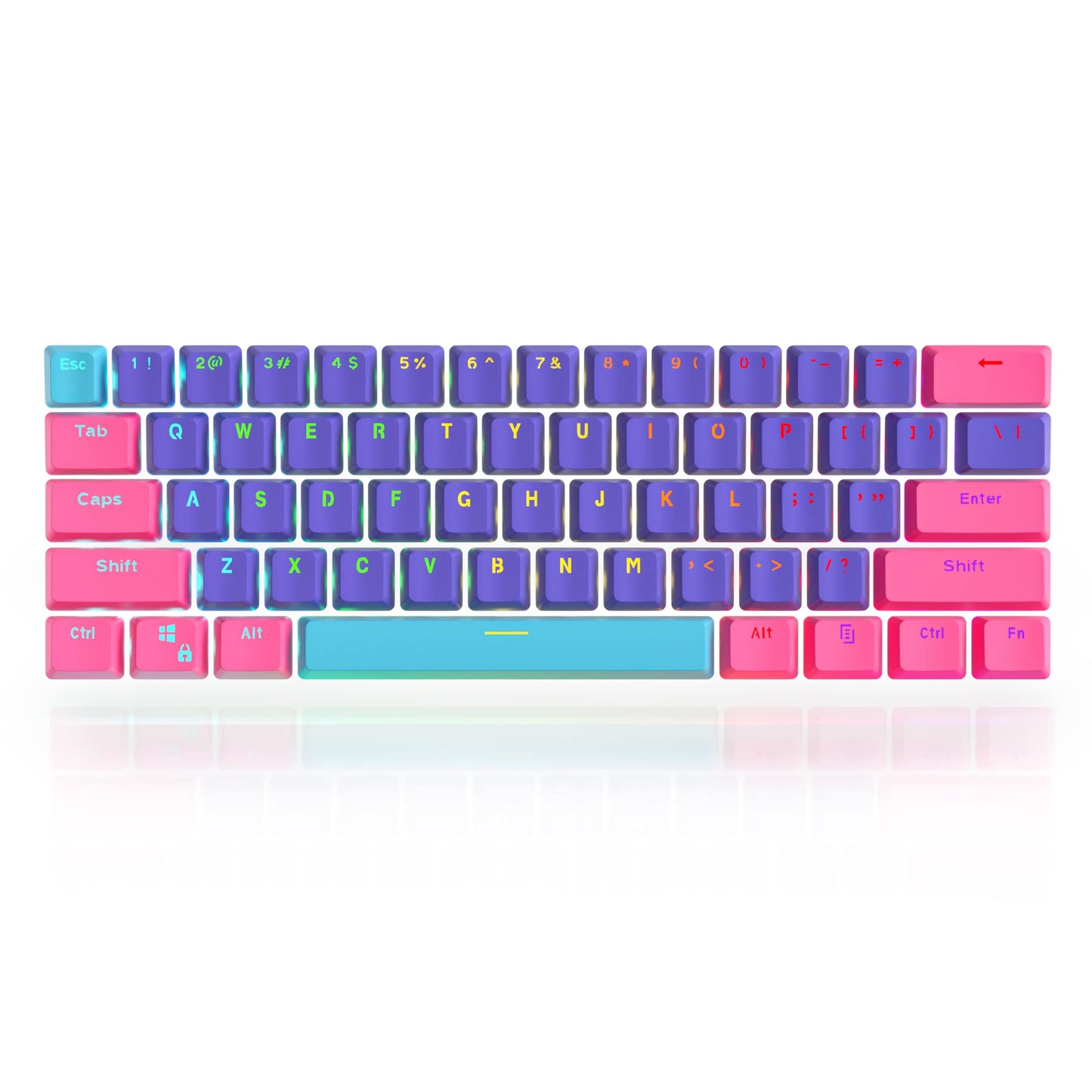 GTSP 61 Keycaps 60 Percent, Ducky One 2 Mini Keycaps for Mechanical Keyboard OEM Profile RGB PBT Keycap Set with Key Puller for Cherry MX Switches SK 61/Joker (Only keycaps) Blue