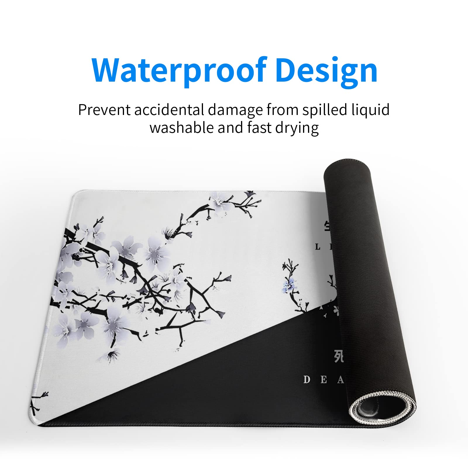 Gaming Mouse Pad – Large Non Slip Mouse Mat with Sea Wave Design, 31.5x11.8 Inch Mousepad