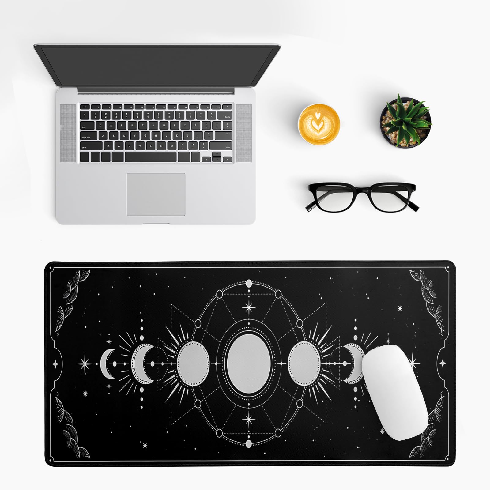 Mountain Gaming Mouse Pad 27.6x11.8 Inch Forest Large Mousepad Extended Grey Mousepad Gaming Non-Slip Rubber Base Stitched Edges Keyboard Mouse Mat Desk Pad for Office Home and Game