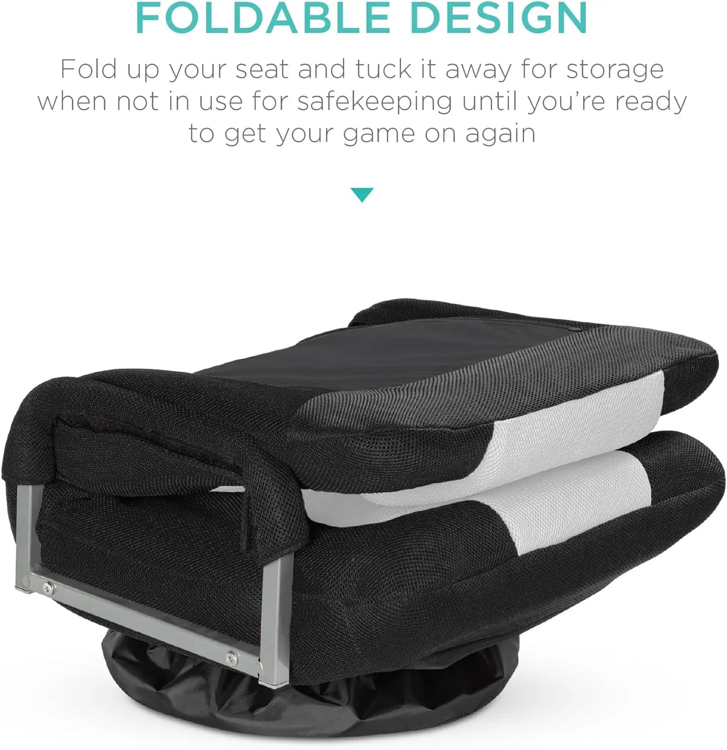 Best Choice Products Swivel Gaming Chair 360 Degree Multipurpose Floor Chair Rocker for TV, Reading, Playing Video Games w/Lumbar Support, Armrest Handles, Adjustable Backrest - Black/Red