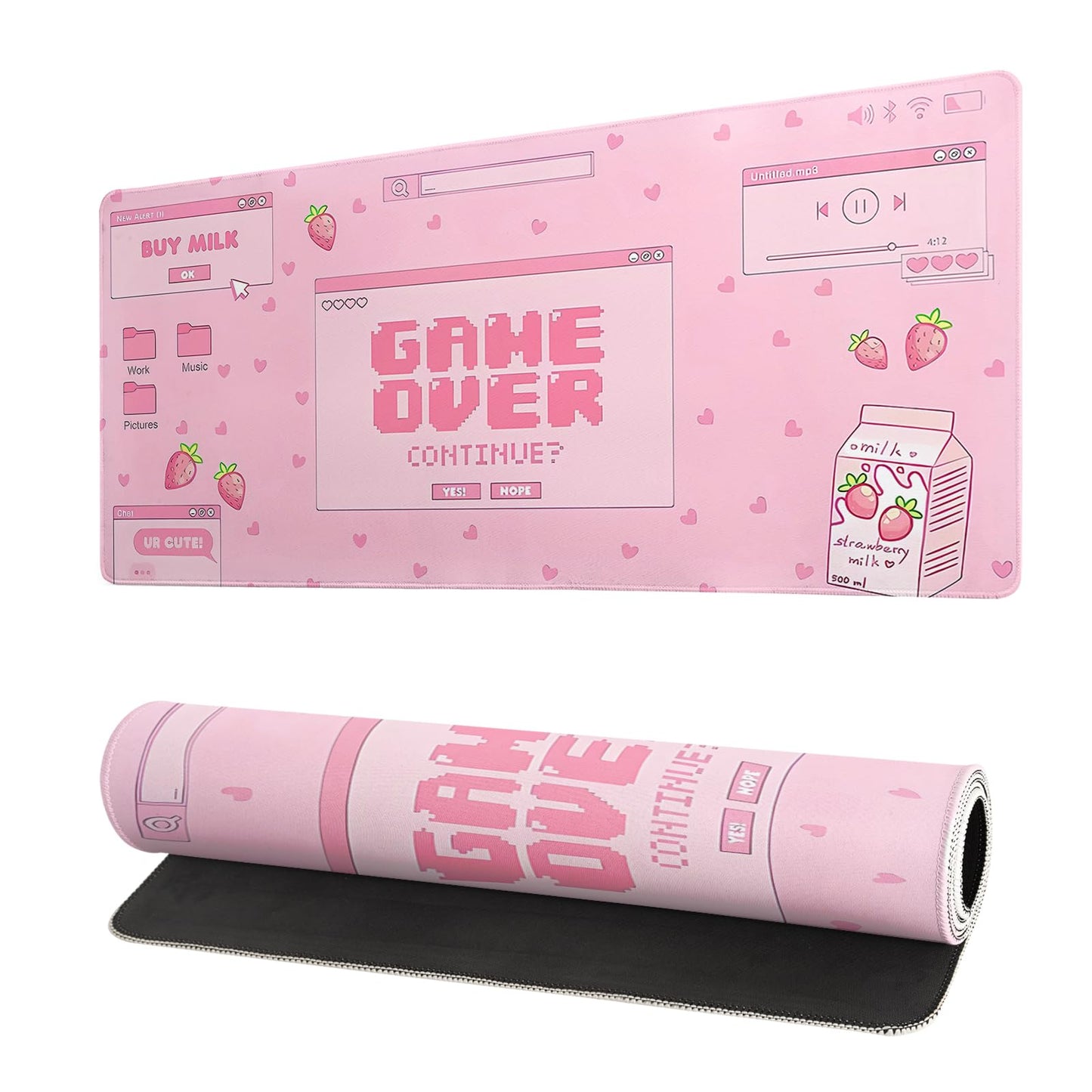 Mountain Gaming Mouse Pad 27.6x11.8 Inch Forest Large Mousepad Extended Grey Mousepad Gaming Non-Slip Rubber Base Stitched Edges Keyboard Mouse Mat Desk Pad for Office Home and Game Game Over