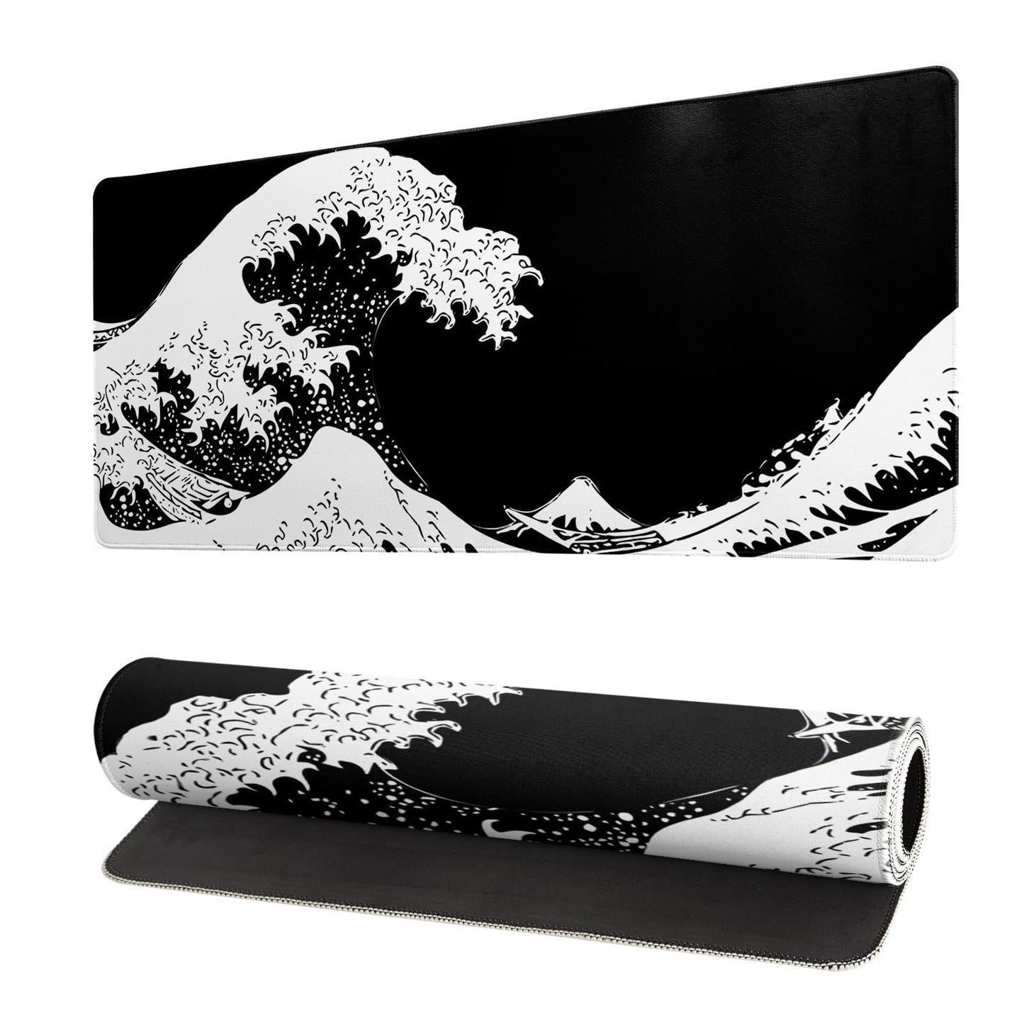 Mountain Gaming Mouse Pad 27.6x11.8 Inch Forest Large Mousepad Extended Grey Mousepad Gaming Non-Slip Rubber Base Stitched Edges Keyboard Mouse Mat Desk Pad for Office Home and Game Sea Wave 2