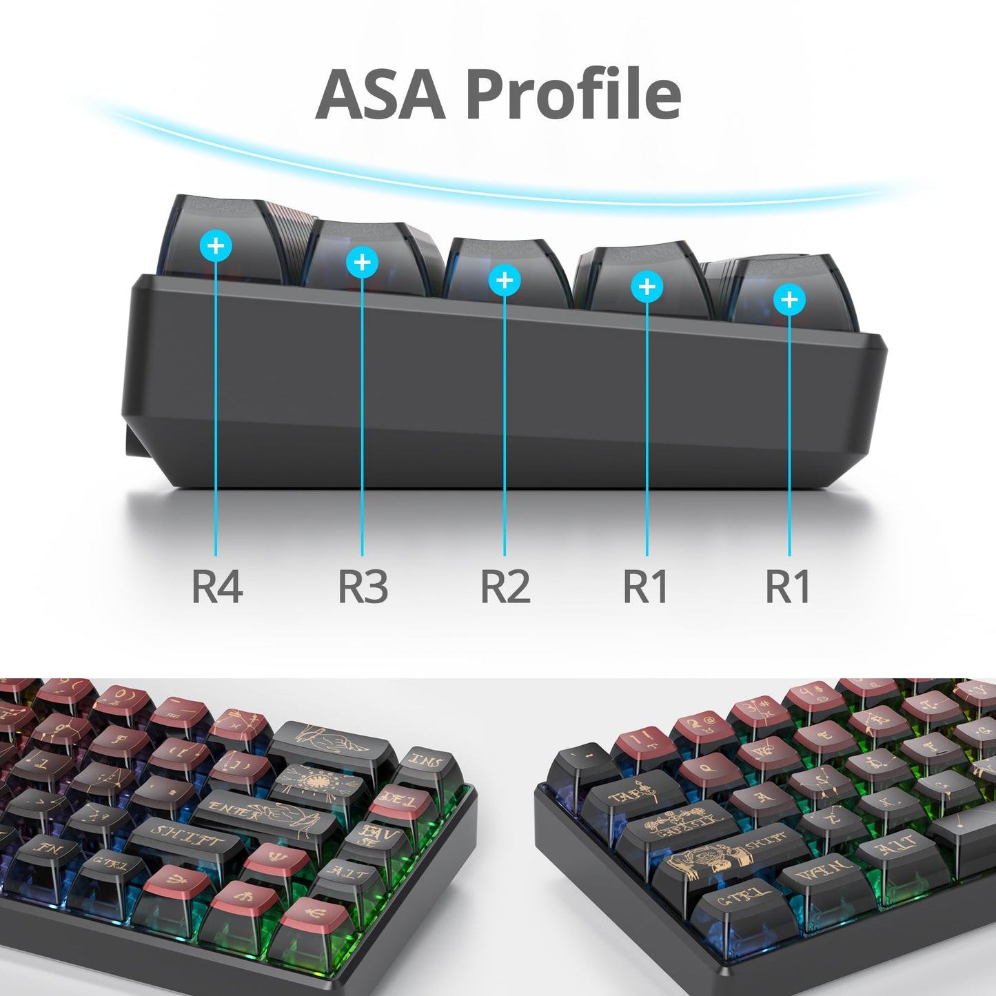 GTSP 61 Keycaps 60 Percent, Ducky One 2 Mini Keycaps for Mechanical Keyboard OEM Profile RGB PBT Keycap Set with Key Puller for Cherry MX Switches SK 61/Joker (Only keycaps) Blue
