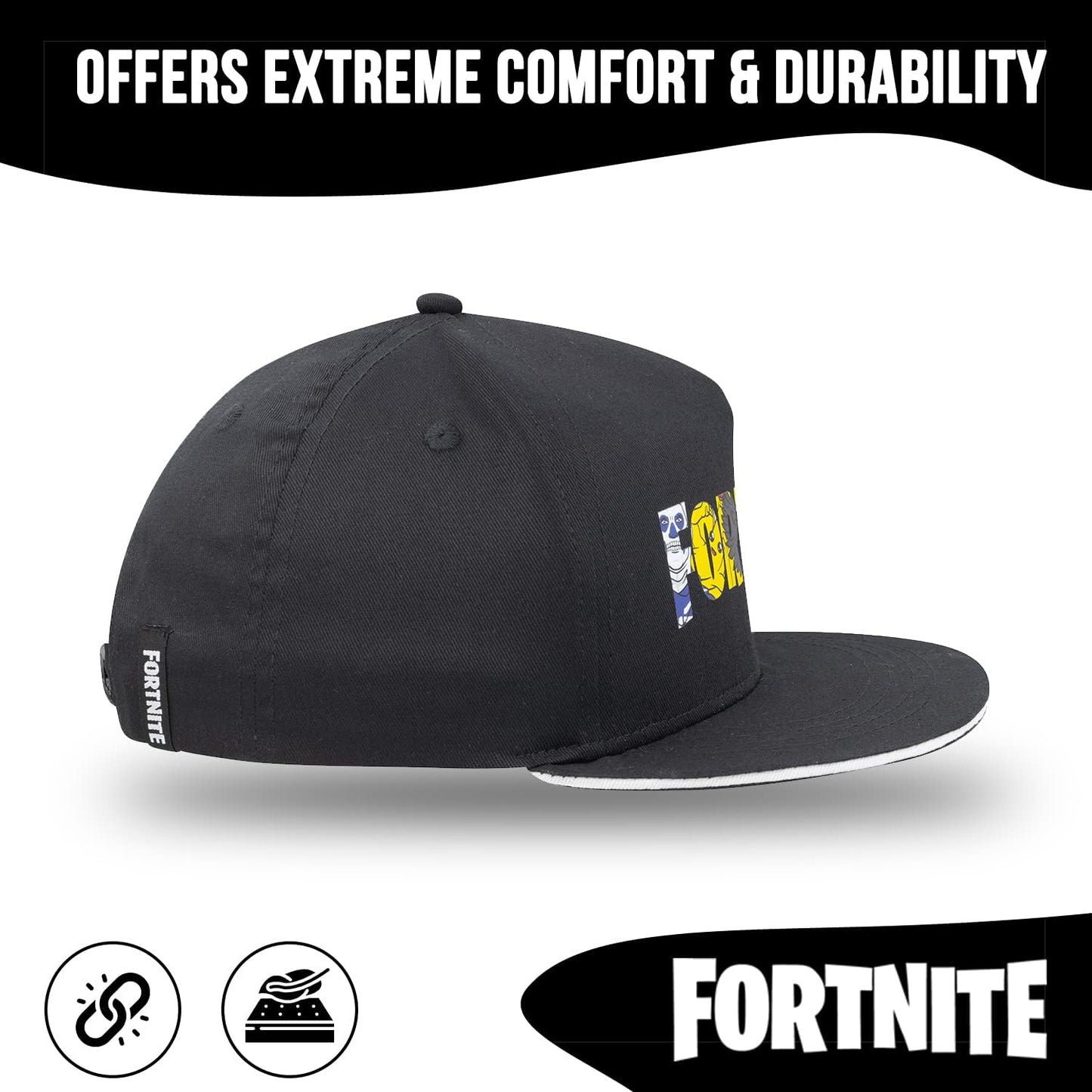 FORTNITE Baseball Cap for Boys, Quality Made Boys Hat and Fitted Cap, Flatbrim Baseball Hat with Sleek Design