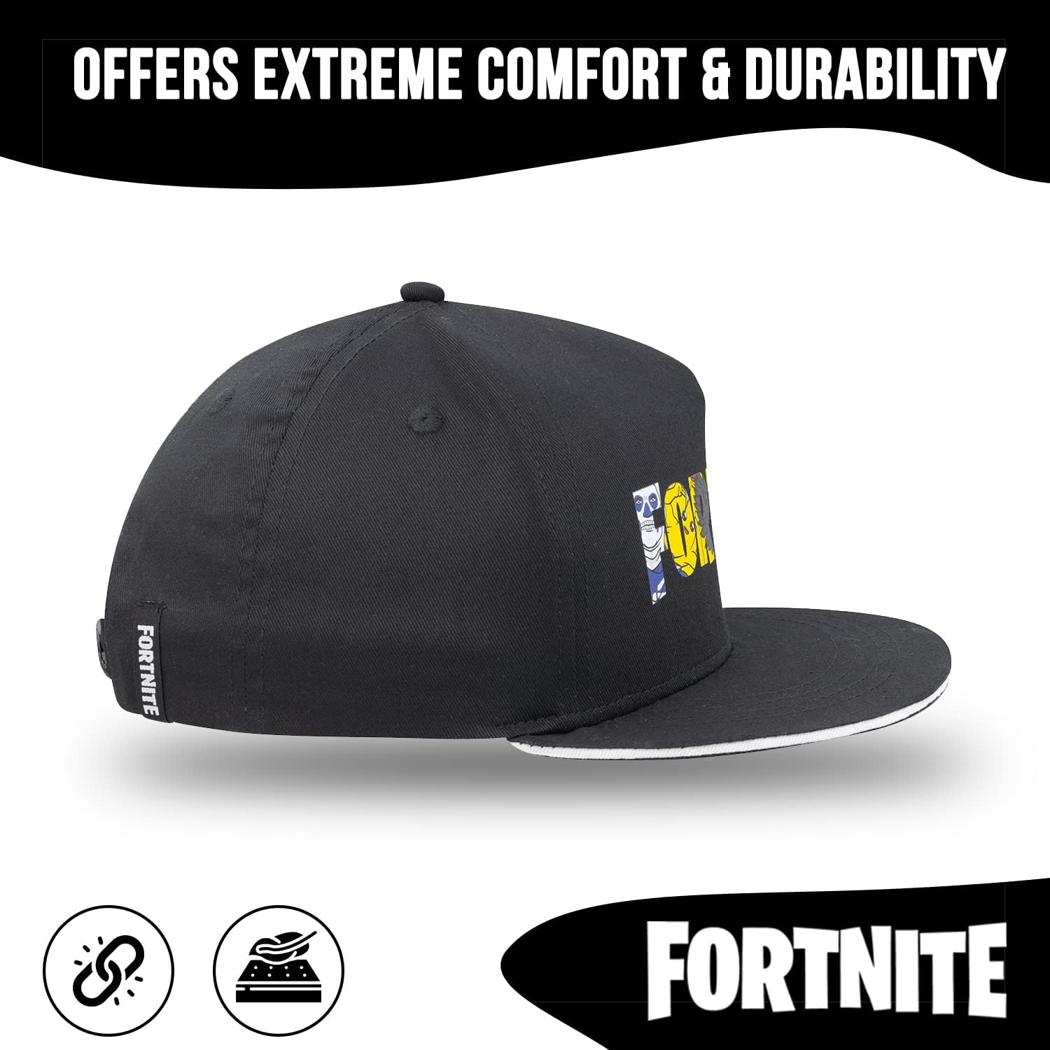 Fortnite Baseball Cap – Boys Fitted Hat With Flatbrim Cotton Design Hats