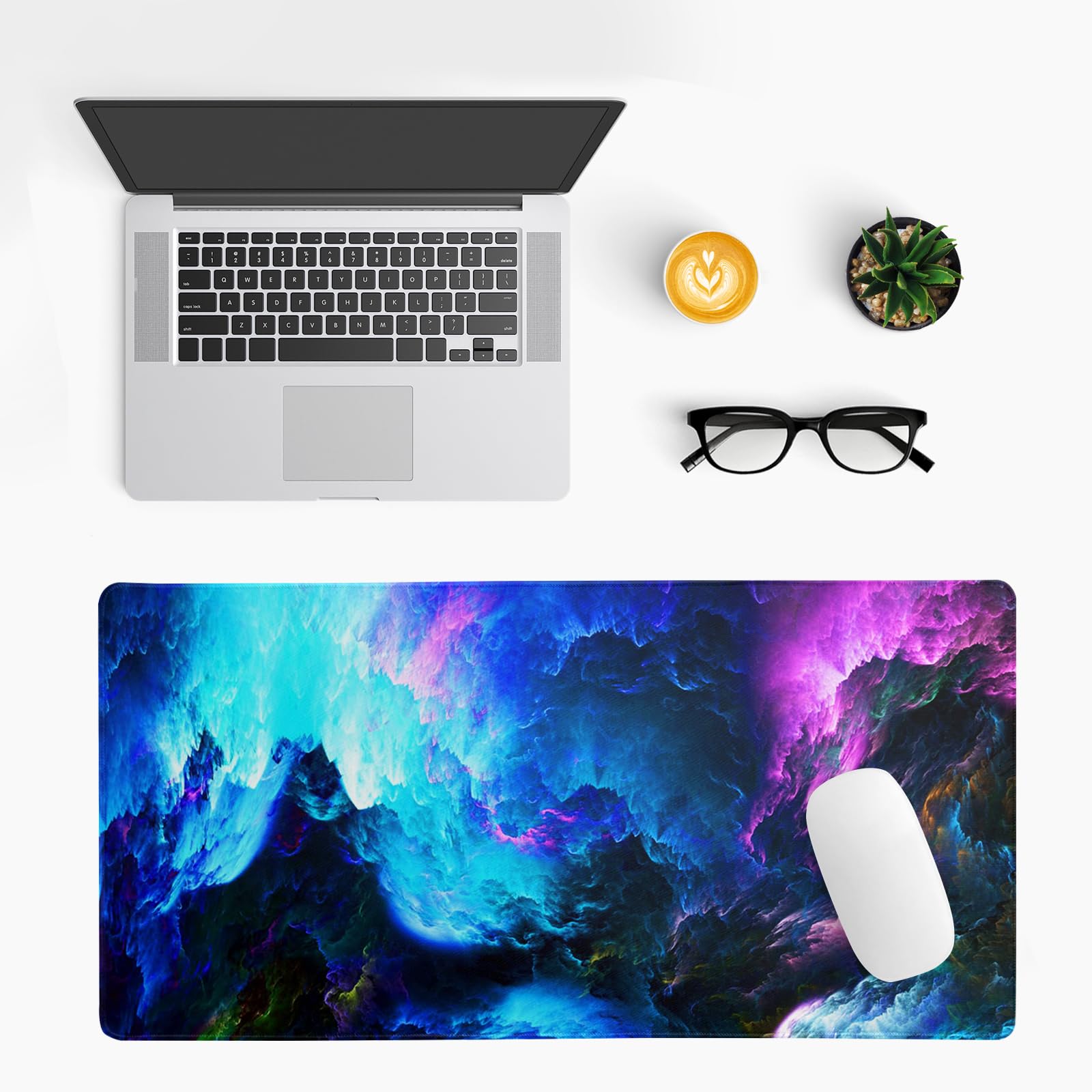 Mountain Gaming Mouse Pad 27.6x11.8 Inch Forest Large Mousepad Extended Grey Mousepad Gaming Non-Slip Rubber Base Stitched Edges Keyboard Mouse Mat Desk Pad for Office Home and Game