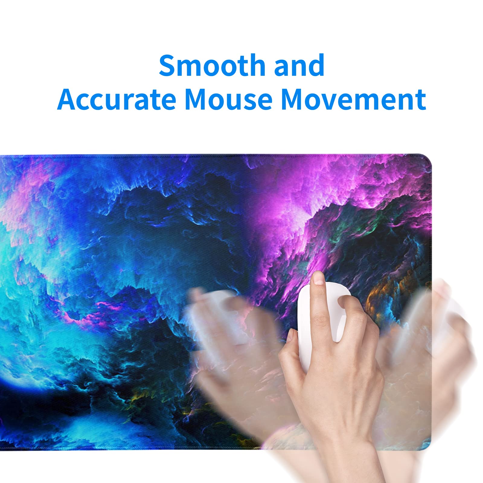 Gaming Mouse Pad – Large Non Slip Mouse Mat with Sea Wave Design, 31.5x11.8 Inch Mousepad