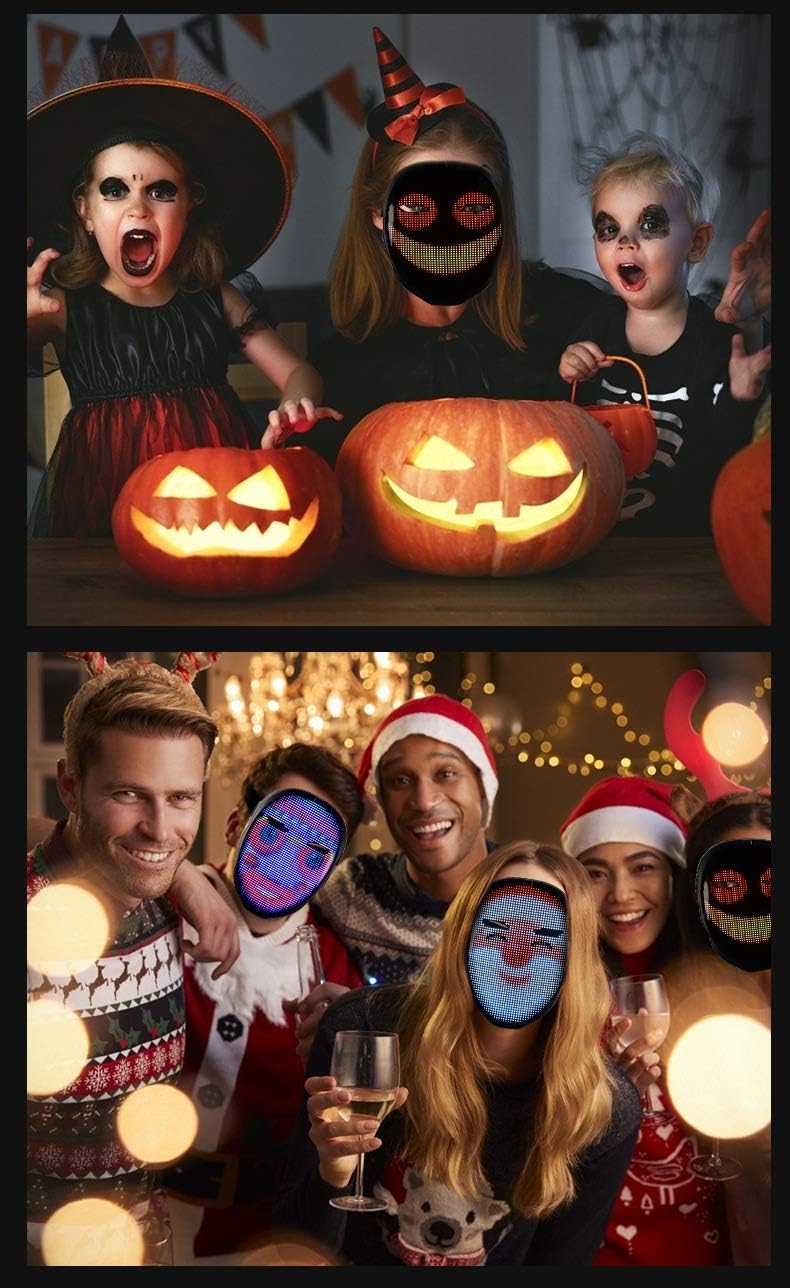 Depointer Life Led Mask with Bluetooth-compatible App Controlled, Customizable Shining Mask, unisex-adult