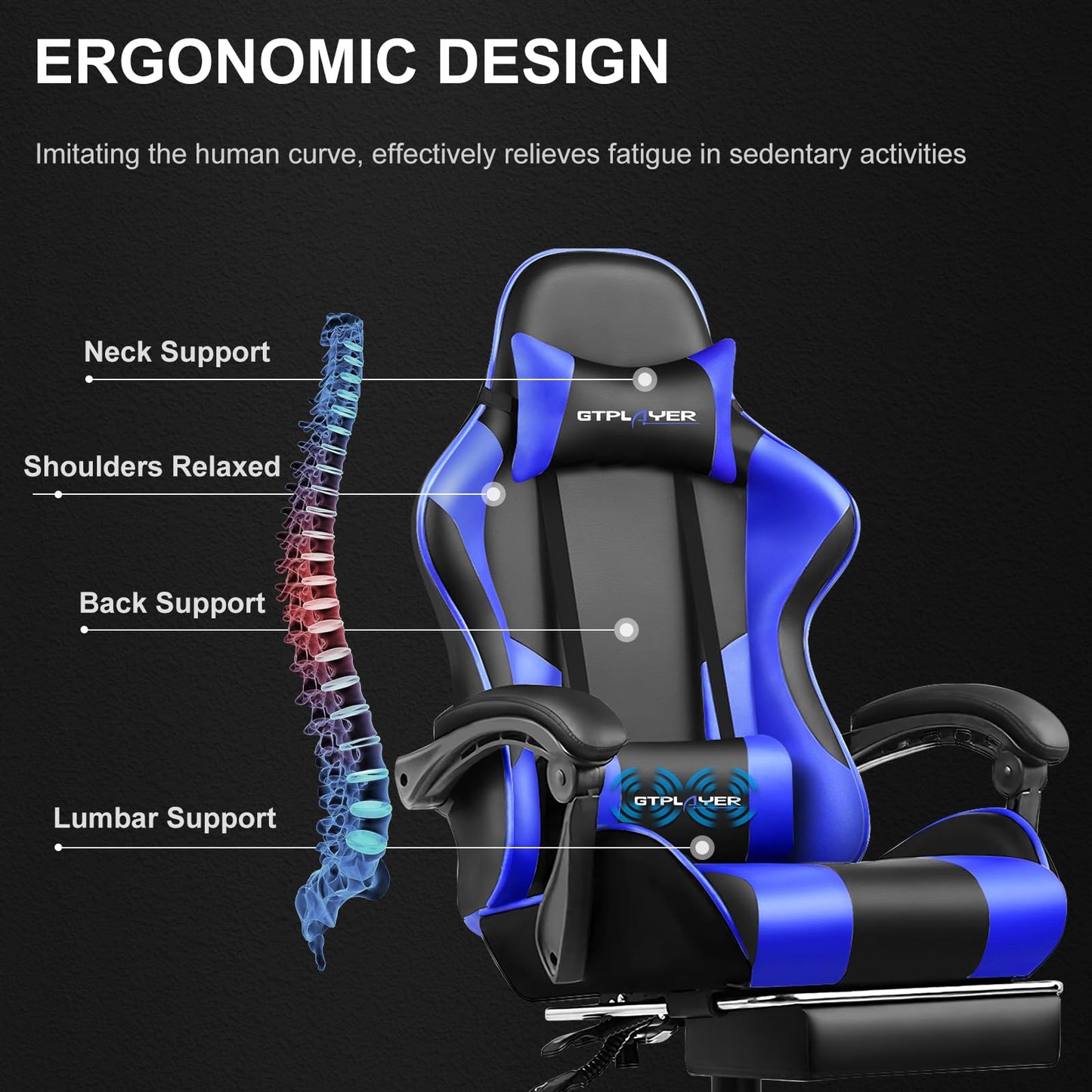 GTPLAYER Gaming Chair, Computer Chair with Footrest and Lumbar Support, Height Adjustable Game Chair with 360° - Swivel Seat and Headrest and for Office or Gaming (White) - Gapo Goods -