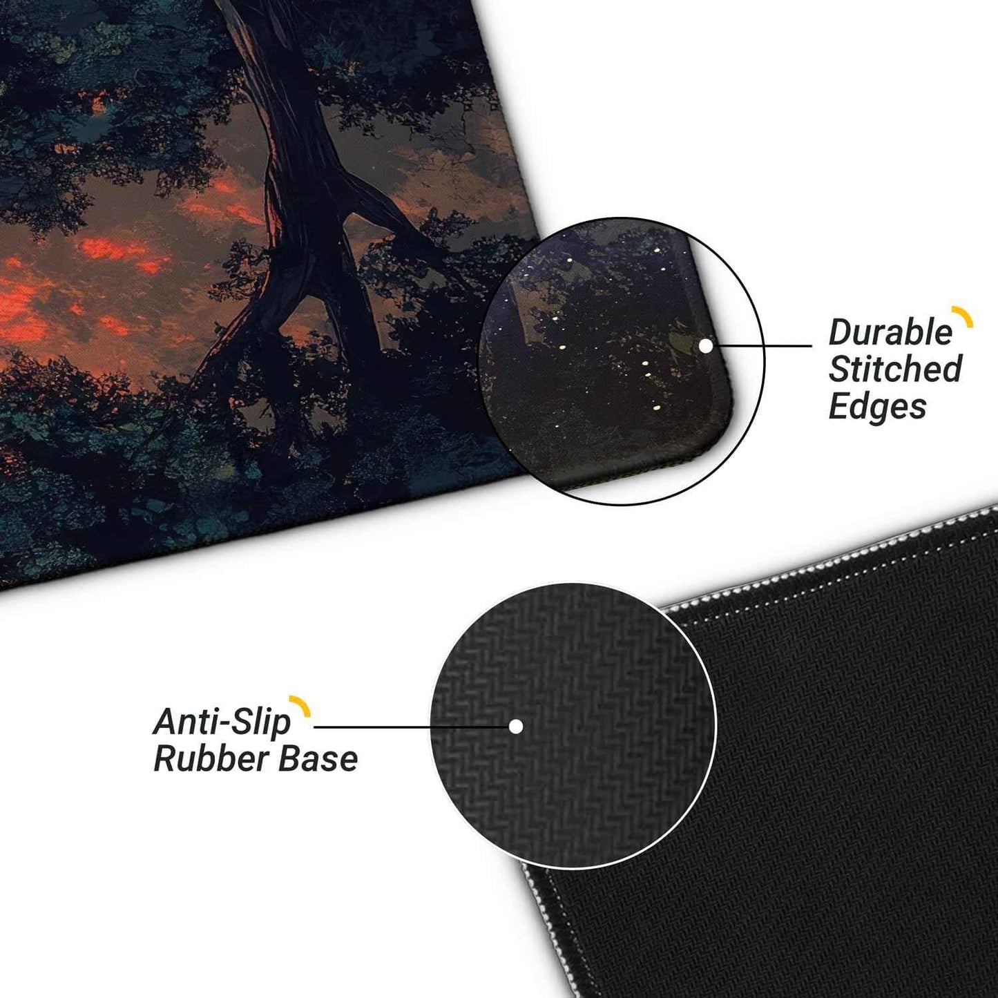 Japanese Forest Full Moon Gaming Mouse Pad with Non-Slip Rubber Base, Large Anime Mousepad with Stitched Edges, Long Keyboard Mat for Home and Office, 31.5 x 11.8 inches