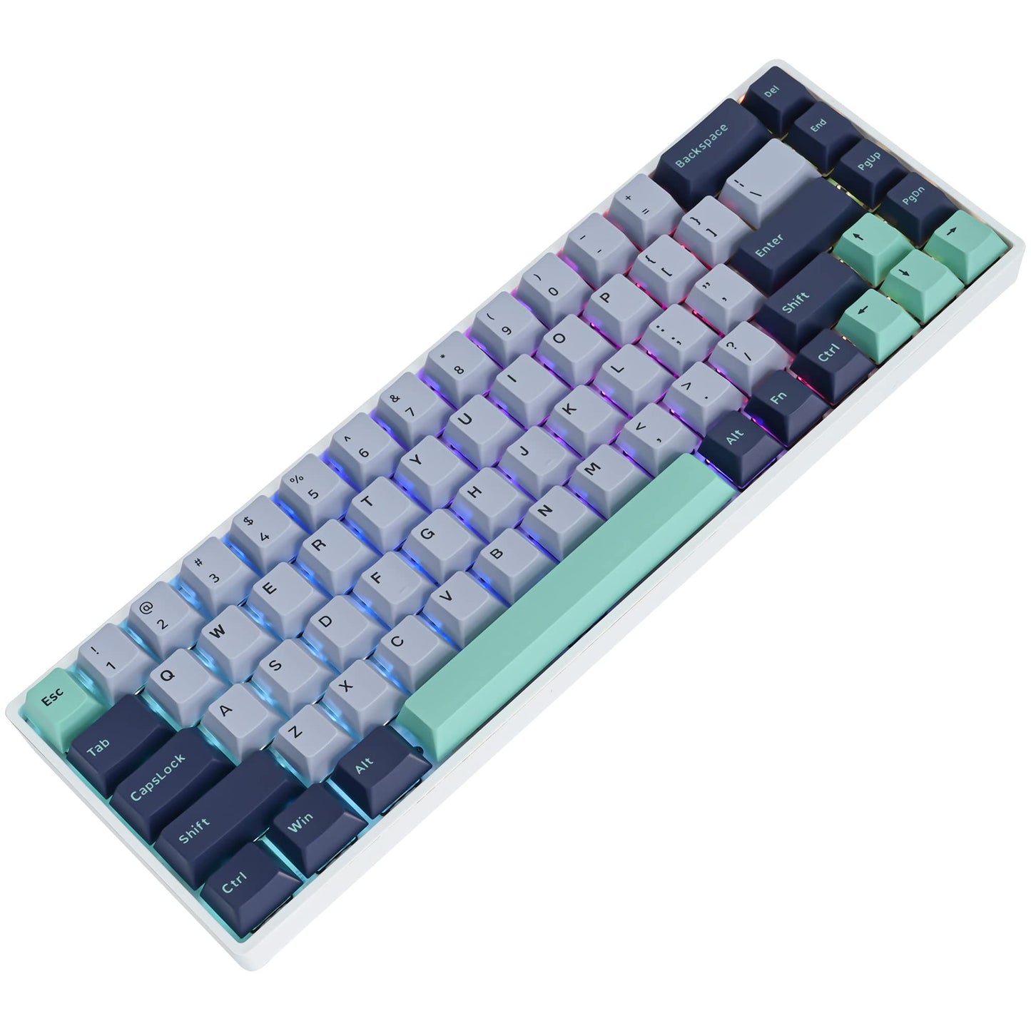 GTSP 61 Keycaps 60 Percent, Ducky One 2 Mini Keycaps for Mechanical Keyboard OEM Profile RGB PBT Keycap Set with Key Puller for Cherry MX Switches SK 61/Joker (Only keycaps) Blue