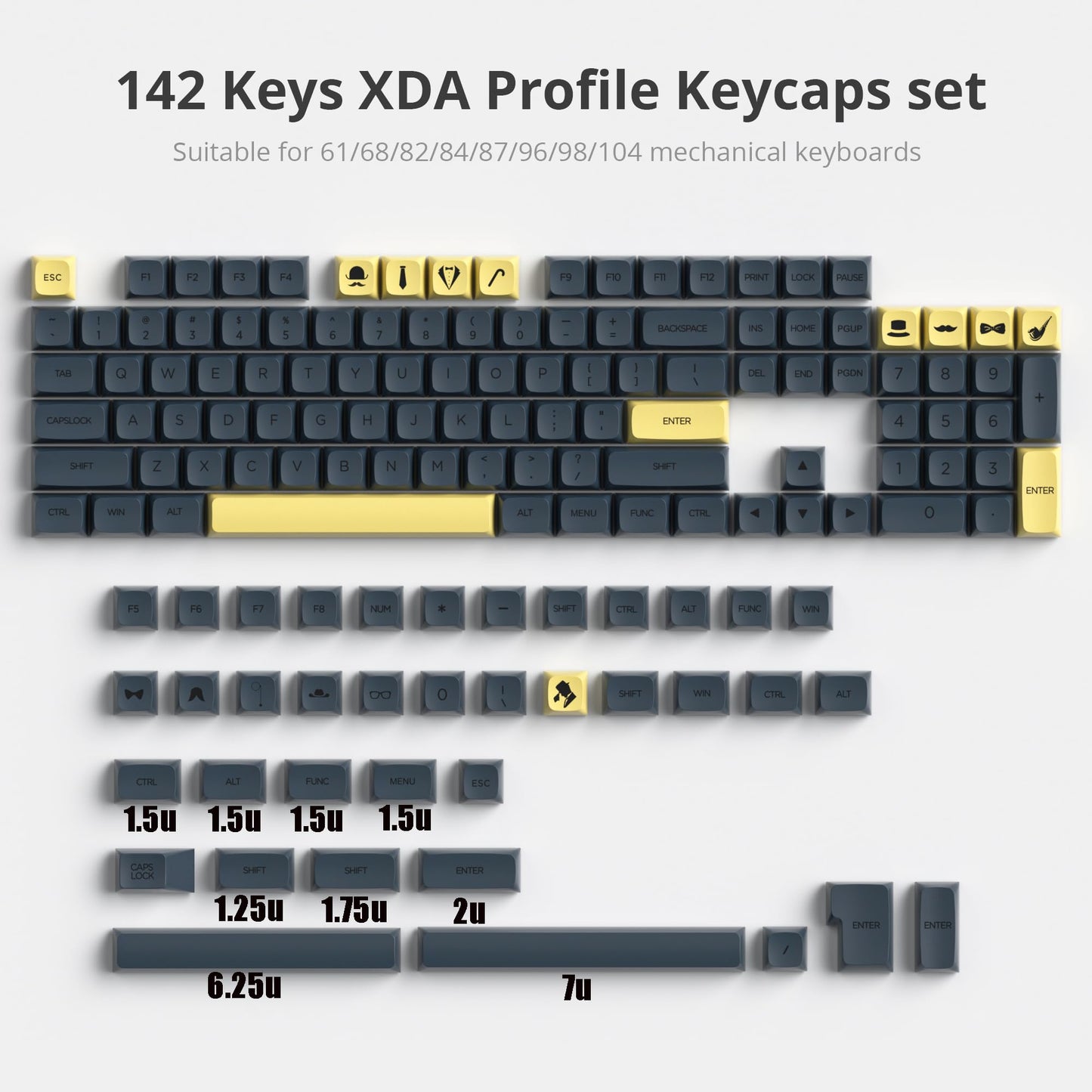 GTSP 61 Keycaps 60 Percent, Ducky One 2 Mini Keycaps for Mechanical Keyboard OEM Profile RGB PBT Keycap Set with Key Puller for Cherry MX Switches SK 61/Joker (Only keycaps) Blue