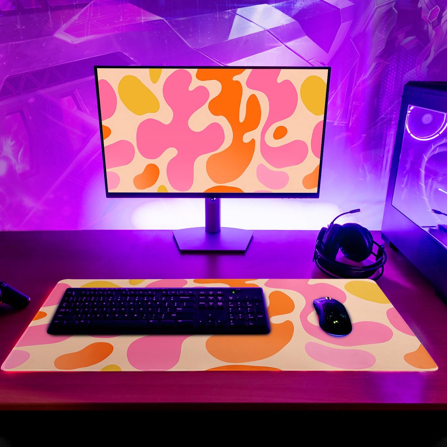 Mountain Gaming Mouse Pad 27.6x11.8 Inch Forest Large Mousepad Extended Grey Mousepad Gaming Non-Slip Rubber Base Stitched Edges Keyboard Mouse Mat Desk Pad for Office Home and Game