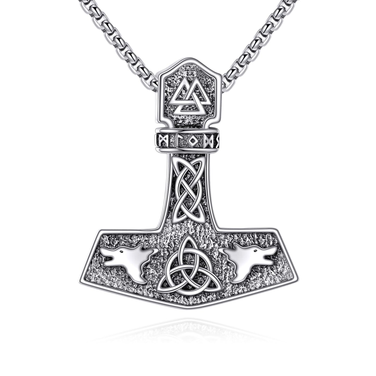 Viking Necklace for Men Sterling Silver Arrowhead/Therian/Raven/Thors Hammer Pendant Necklaces Jewelry Gifts for Men Women