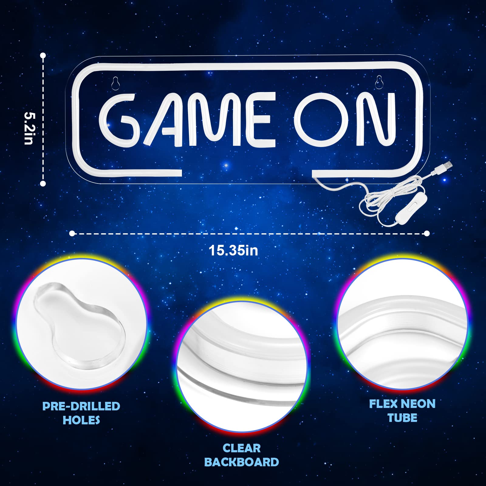 Gaming Neon Sign - LED Neon Light for Game Room Decoration | Teen Gamer Gift Home Decor