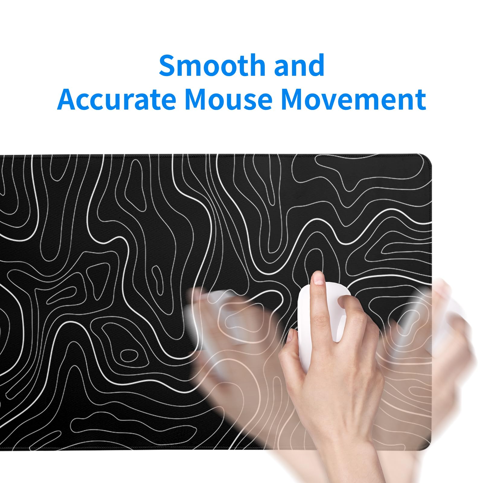 Gaming Mouse Pad – Large Non Slip Mouse Mat with Sea Wave Design, 31.5x11.8 Inch Mousepad