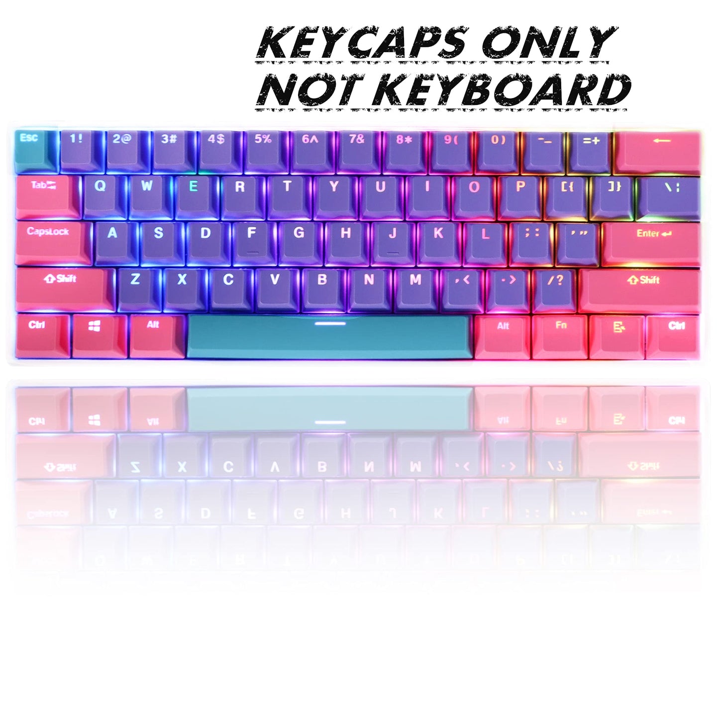 GTSP 61 Keycaps 60 Percent, Ducky One 2 Mini Keycaps for Mechanical Keyboard OEM Profile RGB PBT Keycap Set with Key Puller for Cherry MX Switches SK 61/Joker (Only keycaps) Blue