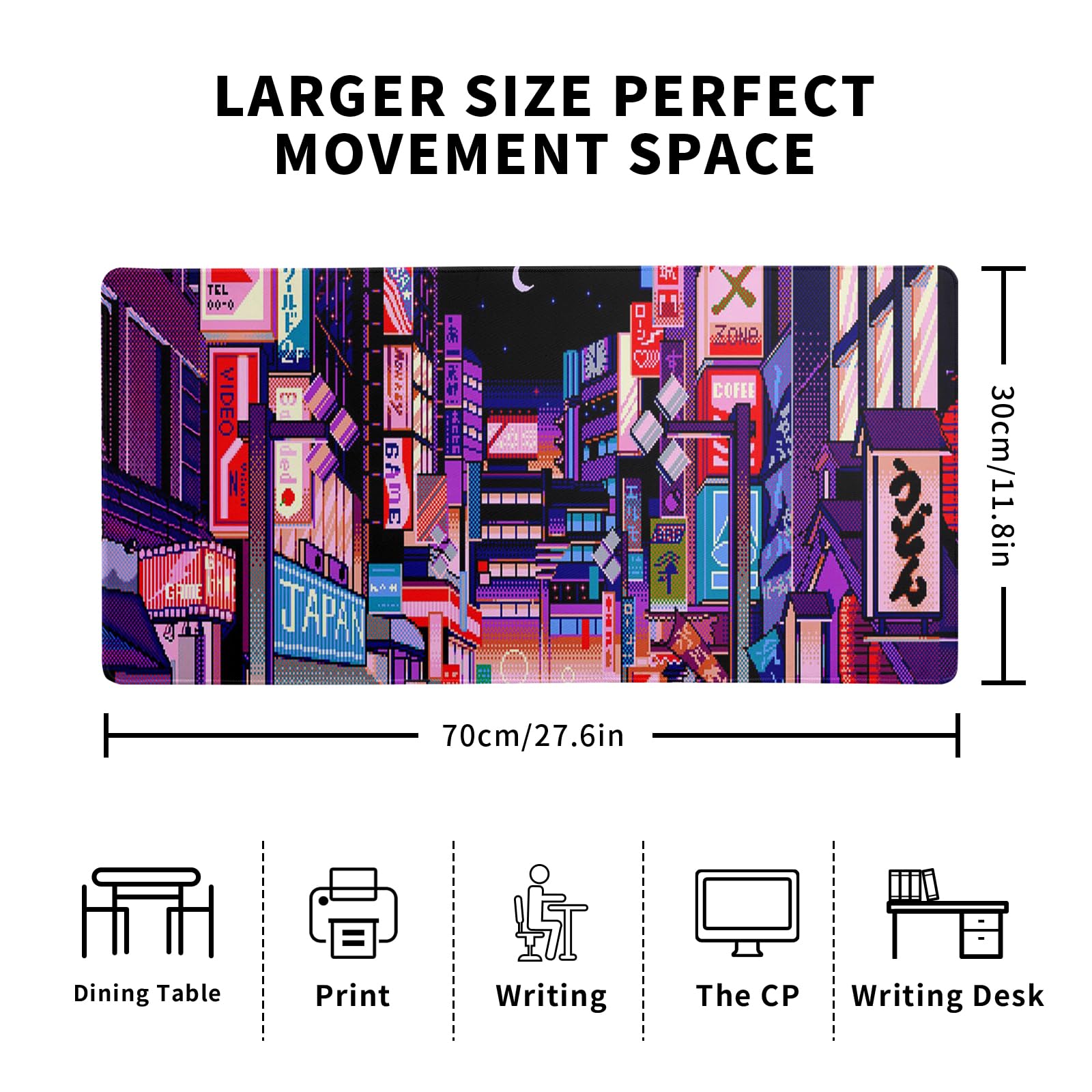 Mountain Gaming Mouse Pad 27.6x11.8 Inch Forest Large Mousepad Extended Grey Mousepad Gaming Non-Slip Rubber Base Stitched Edges Keyboard Mouse Mat Desk Pad for Office Home and Game