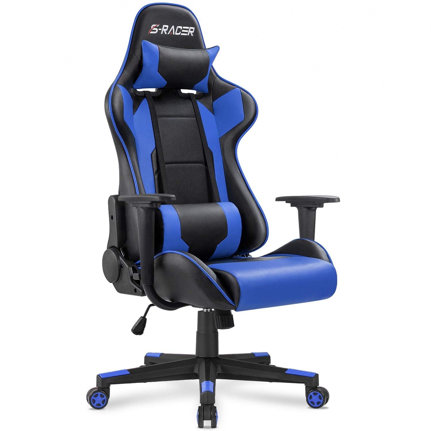 Homall Gaming Chair, Office Chair High Back Computer Chair Leather Desk Chair Racing Executive Ergonomic Adjustable Swivel Task Chair with Headrest and Lumbar Support (White) - Gapo Goods -