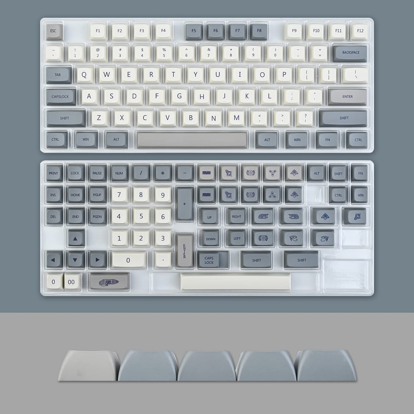 GTSP 61 Keycaps 60 Percent, Ducky One 2 Mini Keycaps for Mechanical Keyboard OEM Profile RGB PBT Keycap Set with Key Puller for Cherry MX Switches SK 61/Joker (Only keycaps) Blue