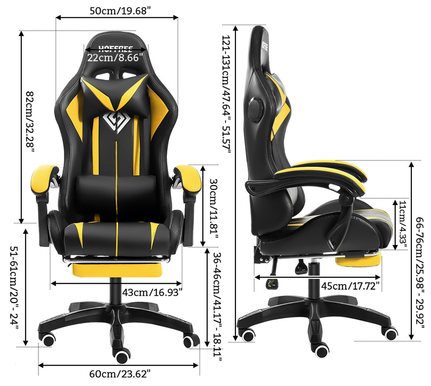 RGB Gaming Chair – Massage Gaming Chair with Bluetooth Speakers, Footrest & LED Lights Gaming Accessories