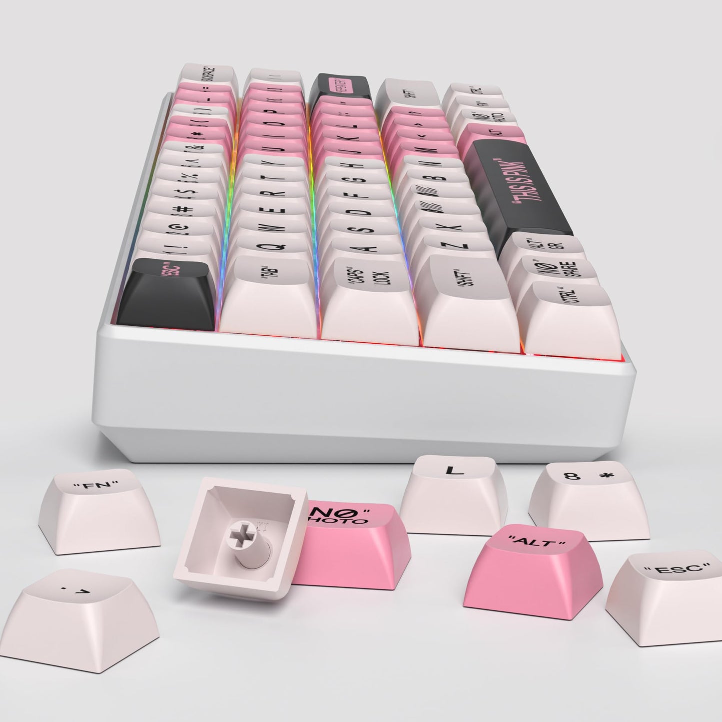 GTSP 61 Keycaps 60 Percent, Ducky One 2 Mini Keycaps for Mechanical Keyboard OEM Profile RGB PBT Keycap Set with Key Puller for Cherry MX Switches SK 61/Joker (Only keycaps) Blue