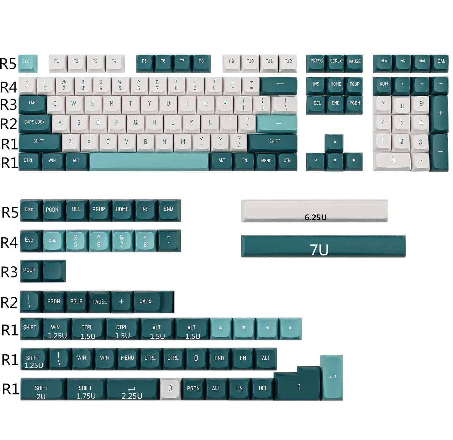 GTSP 61 Keycaps 60 Percent, Ducky One 2 Mini Keycaps for Mechanical Keyboard OEM Profile RGB PBT Keycap Set with Key Puller for Cherry MX Switches SK 61/Joker (Only keycaps) Blue