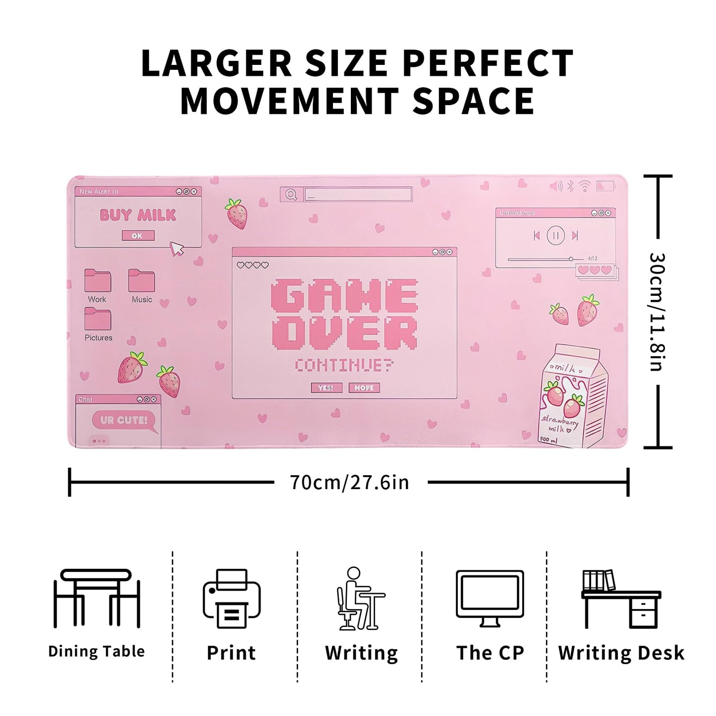 Mountain Gaming Mouse Pad 27.6x11.8 Inch Forest Large Mousepad Extended Grey Mousepad Gaming Non-Slip Rubber Base Stitched Edges Keyboard Mouse Mat Desk Pad for Office Home and Game