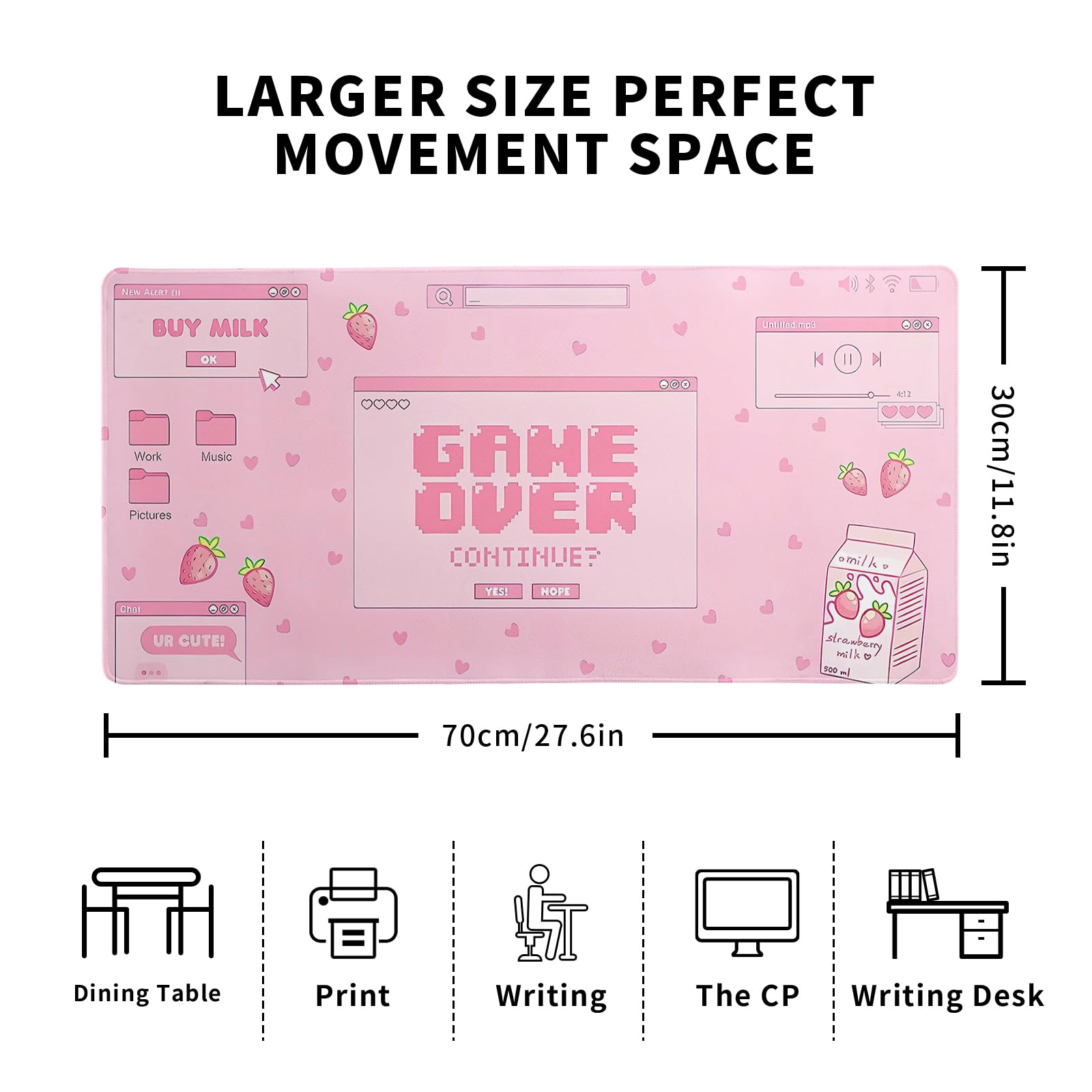 Mountain Gaming Mouse Pad 27.6x11.8 Inch Forest Large Mousepad Extended Grey Mousepad Gaming Non-Slip Rubber Base Stitched Edges Keyboard Mouse Mat Desk Pad for Office Home and Game