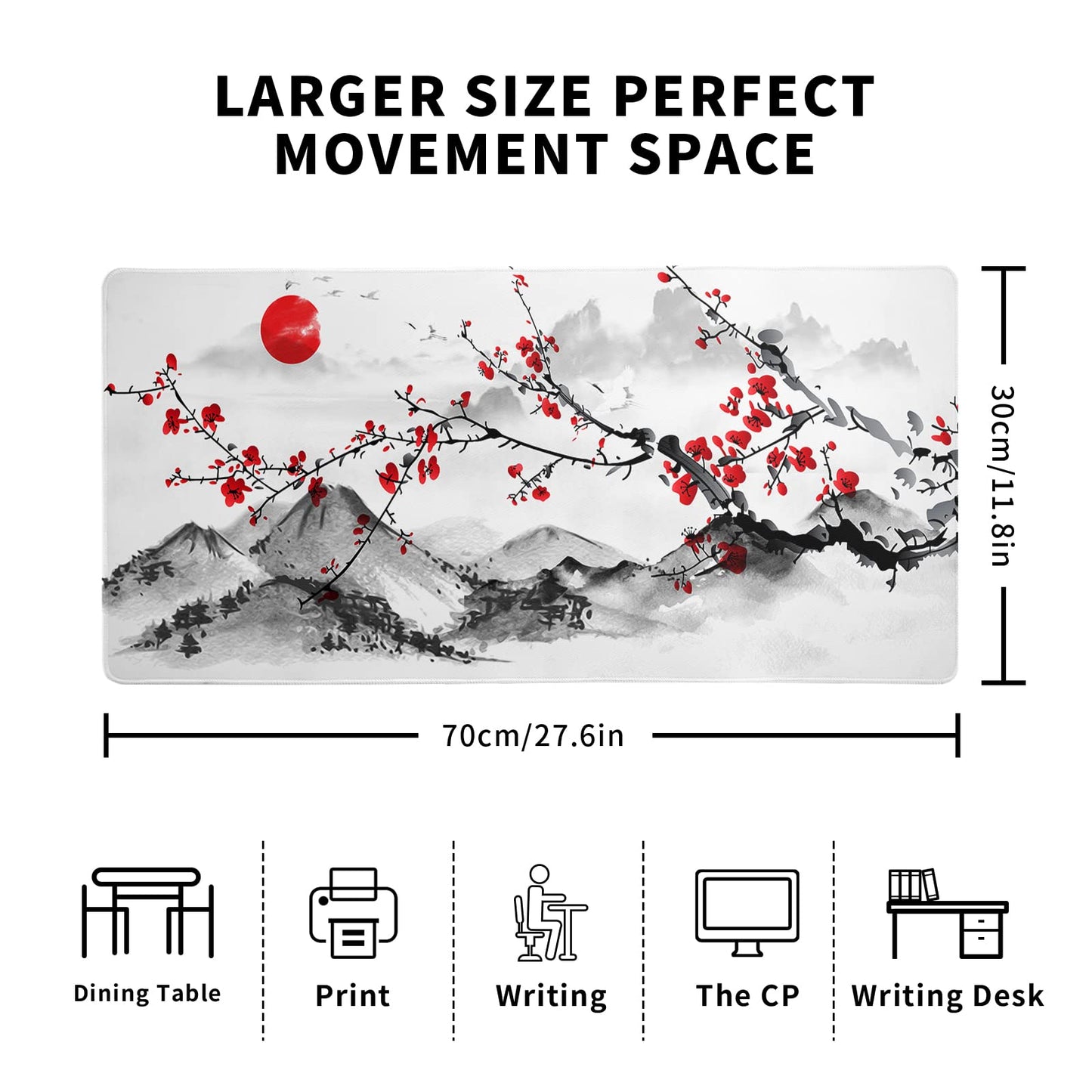 Mountain Gaming Mouse Pad 27.6x11.8 Inch Forest Large Mousepad Extended Grey Mousepad Gaming Non-Slip Rubber Base Stitched Edges Keyboard Mouse Mat Desk Pad for Office Home and Game