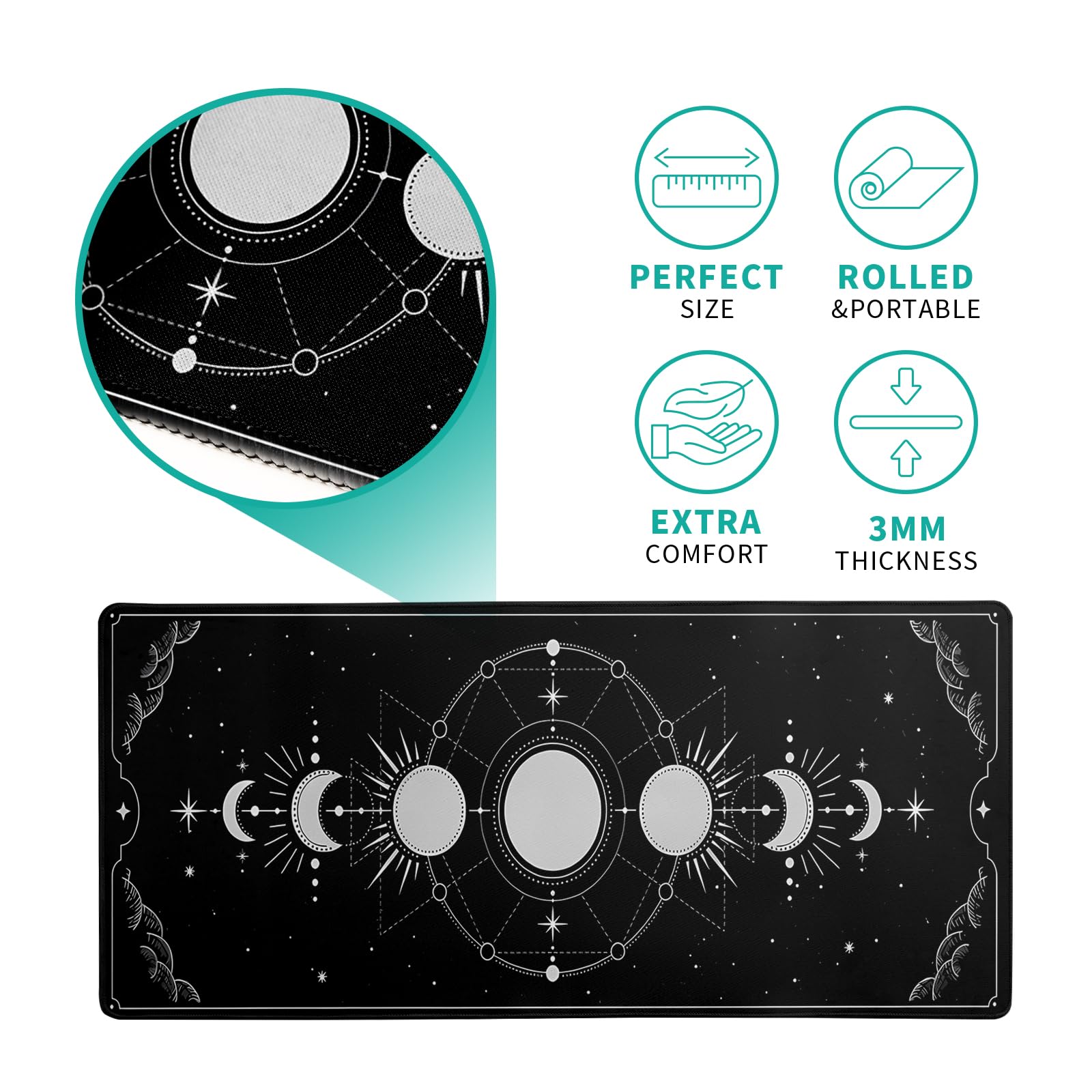 Gaming Mouse Pad – Large Non Slip Mouse Mat with Sea Wave Design, 31.5x11.8 Inch Mousepad