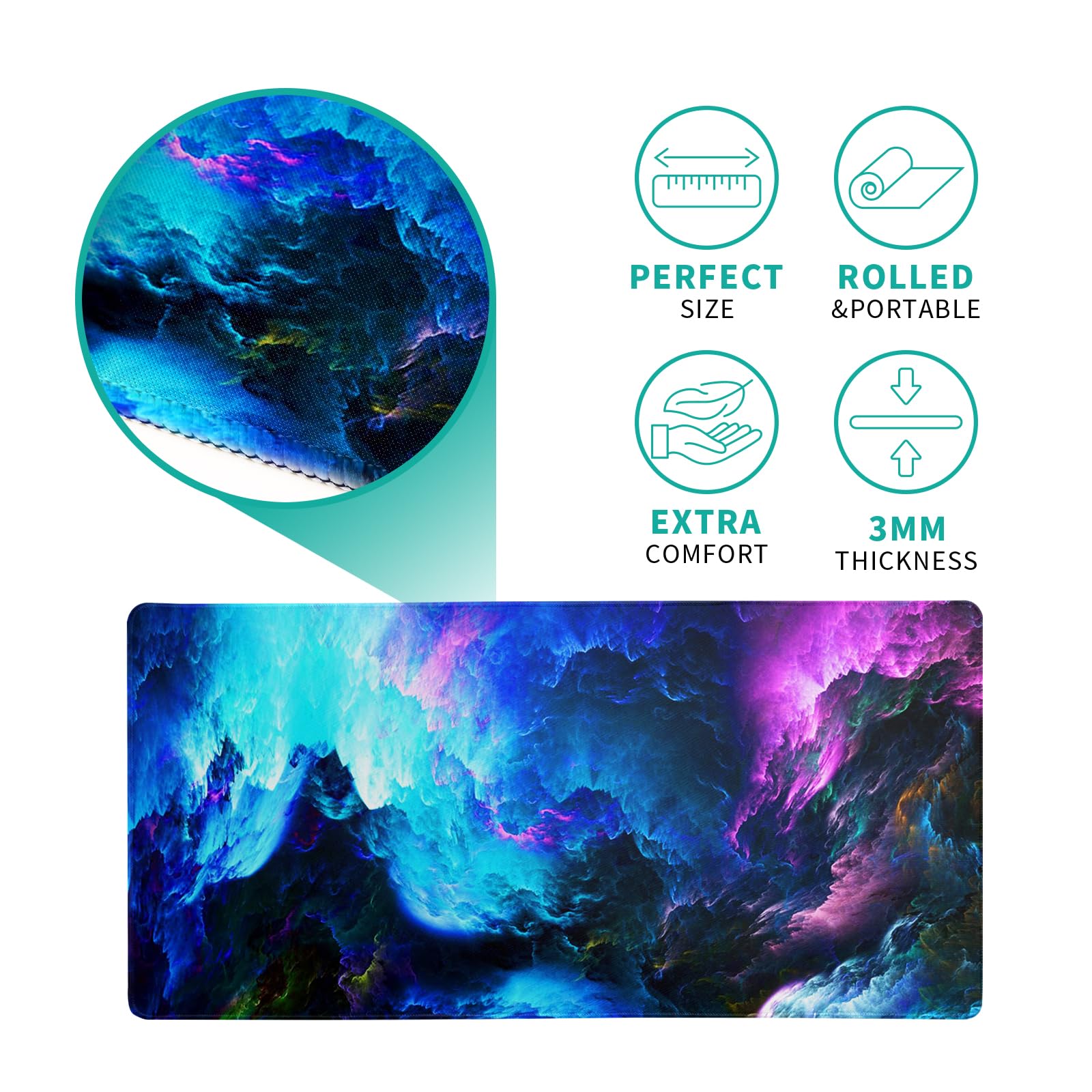 Mountain Gaming Mouse Pad 27.6x11.8 Inch Forest Large Mousepad Extended Grey Mousepad Gaming Non-Slip Rubber Base Stitched Edges Keyboard Mouse Mat Desk Pad for Office Home and Game